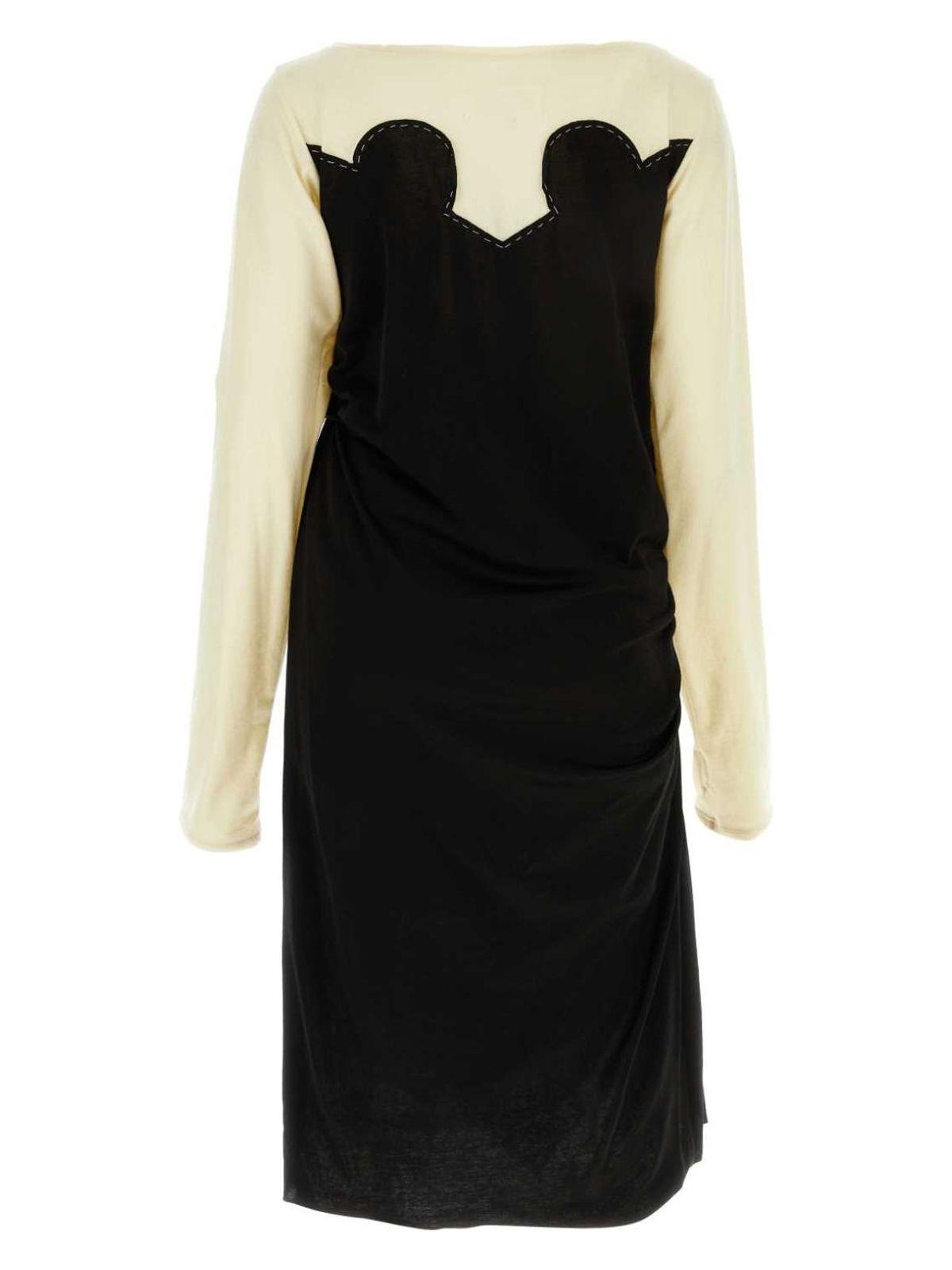 ワンピース MAISON MARGIELA TWO-TONE JERSEY DRESS Maison Margiela Two-Tone Jersey Dress in Black | Lyst