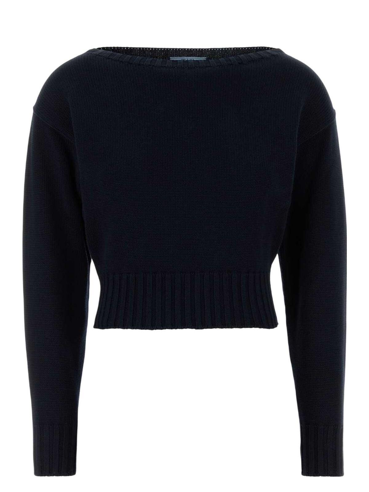 Logo ribbed-knit silk crop top in black - Prada | Mytheresa