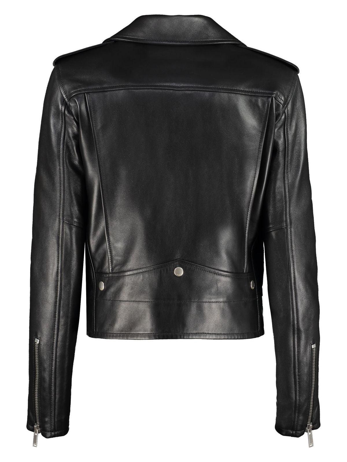 Saint laurent leather jacket womens deals