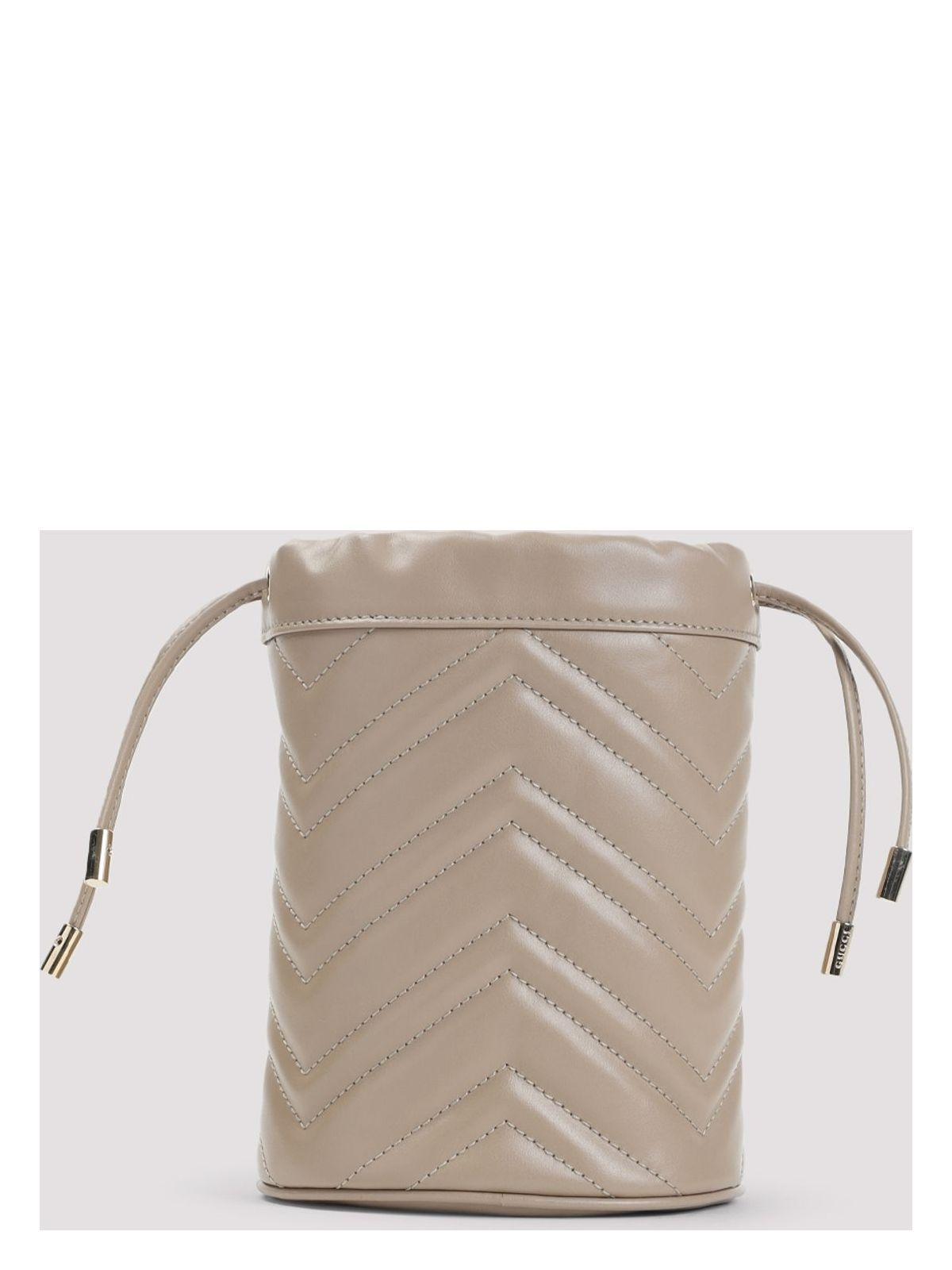 【関税&送料込】Gucci Cappuccino Leather Marmont Bucket Bag Gucci Cappuccino Leather Marmont Bucket Bag in Natural | Lyst