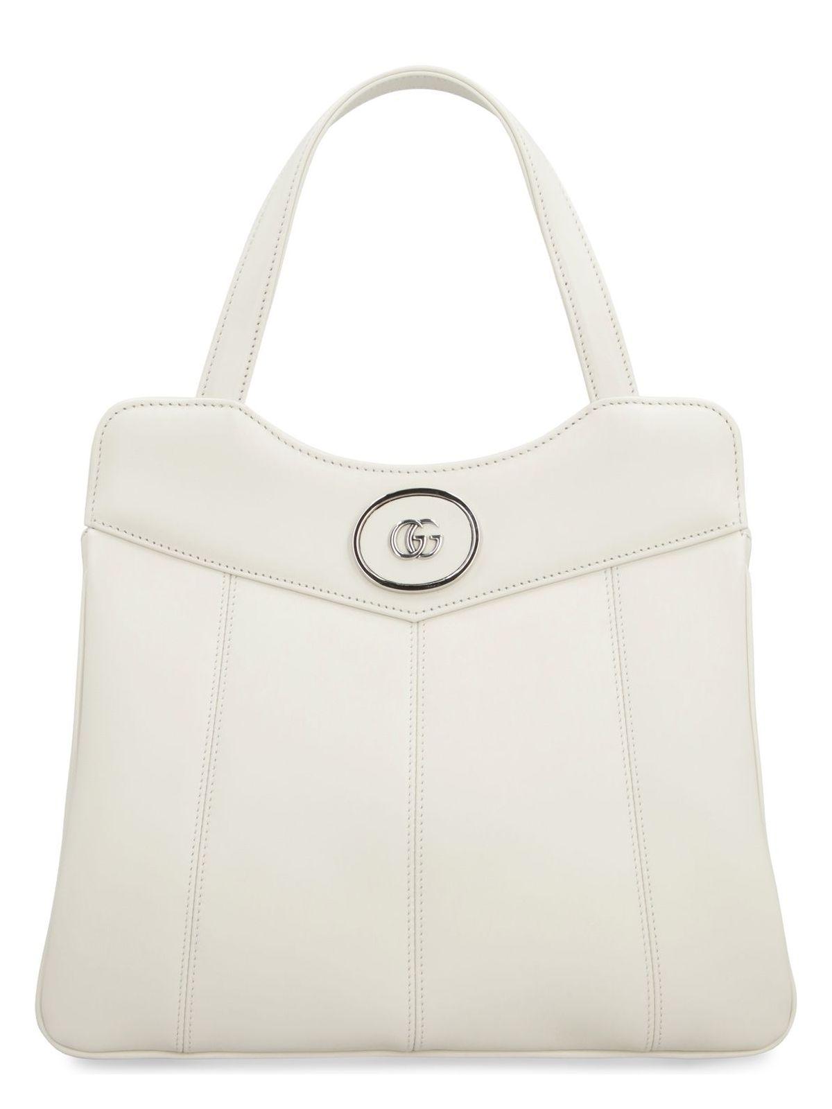 【関税&送料込】Gucci Chalk Leather Small Petite Gg Handbag Gucci Chalk Leather Small Petite Gg Handbag in Natural | Lyst