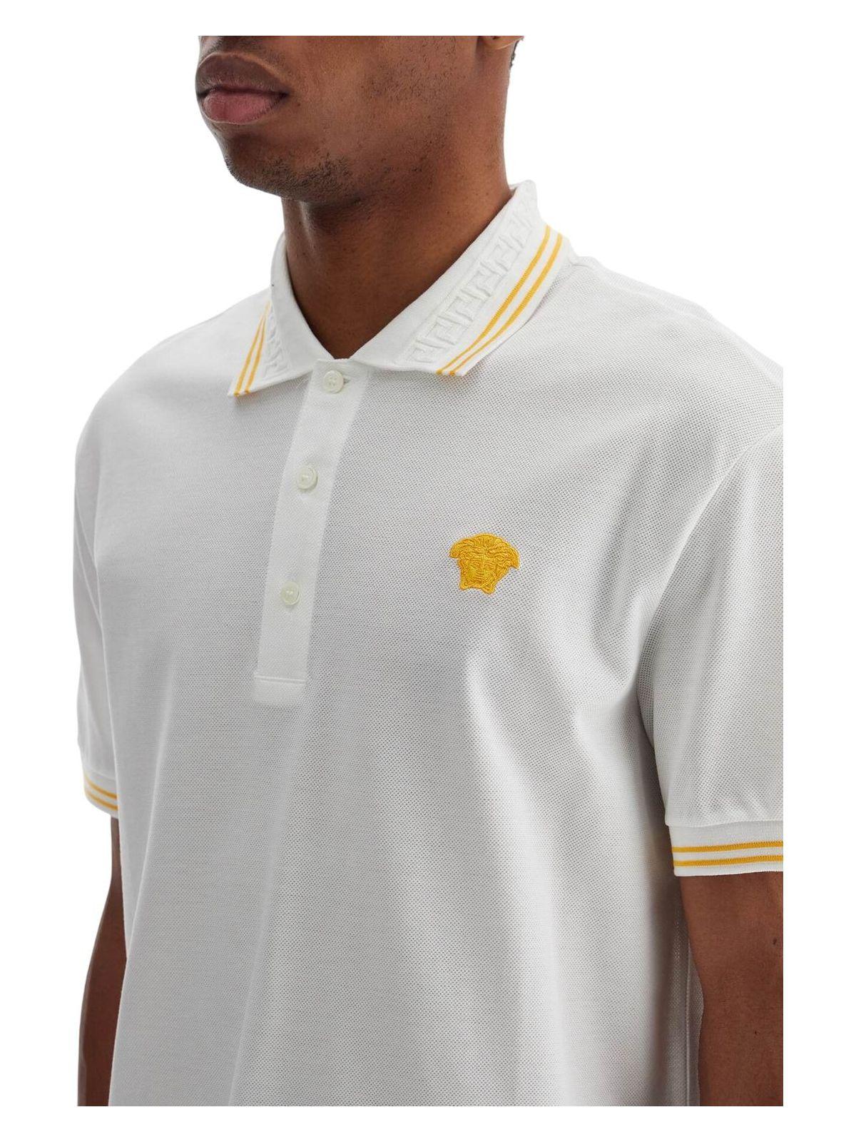 Tシャツ・カットソー VERSACE White Piquet Polo Shirt Versace Piquet Polo Shirt in White for Men | Lyst