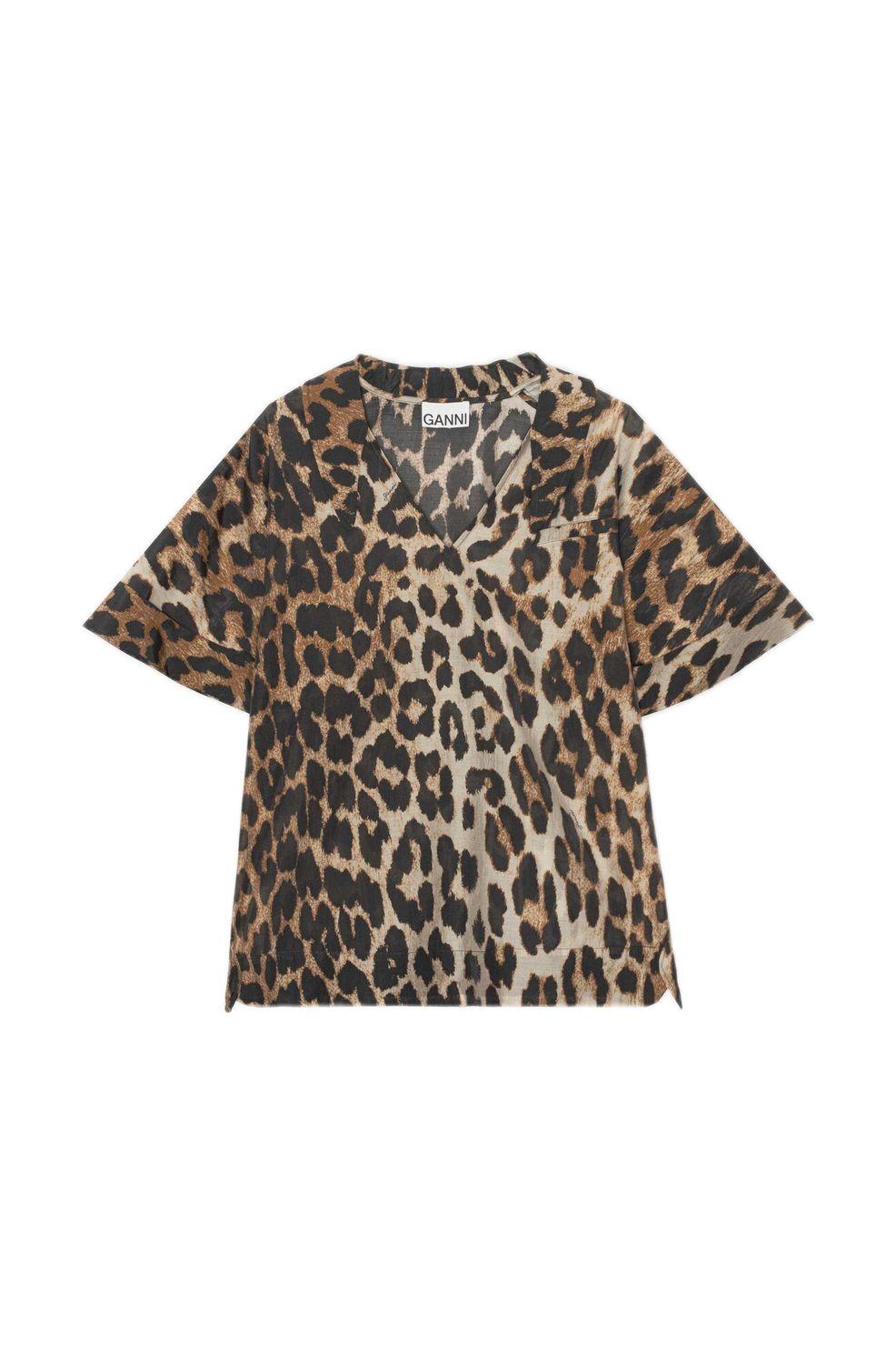 Ganni Leopard Print Shirt | Lyst