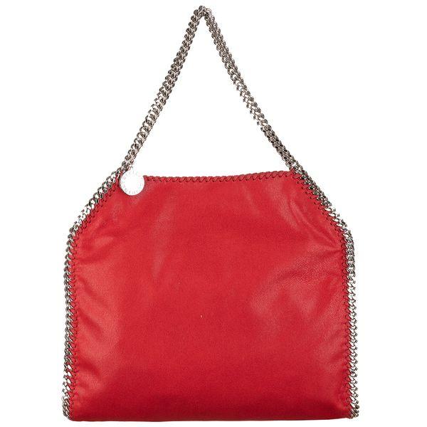 Stella McCartney Raffia Logo Charm Tote Bag in Red | Lyst