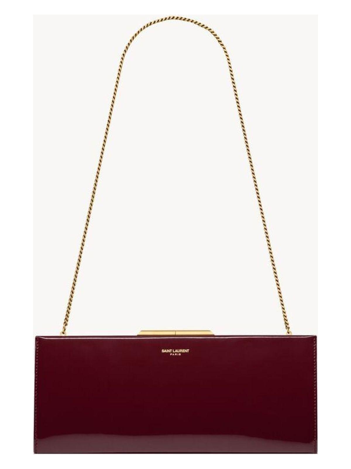 24AW new/Saint Laurent サテンクラッチ Bag Burgundy Burgundy Shoulder Bag Saint Laurent - woman saint laurent