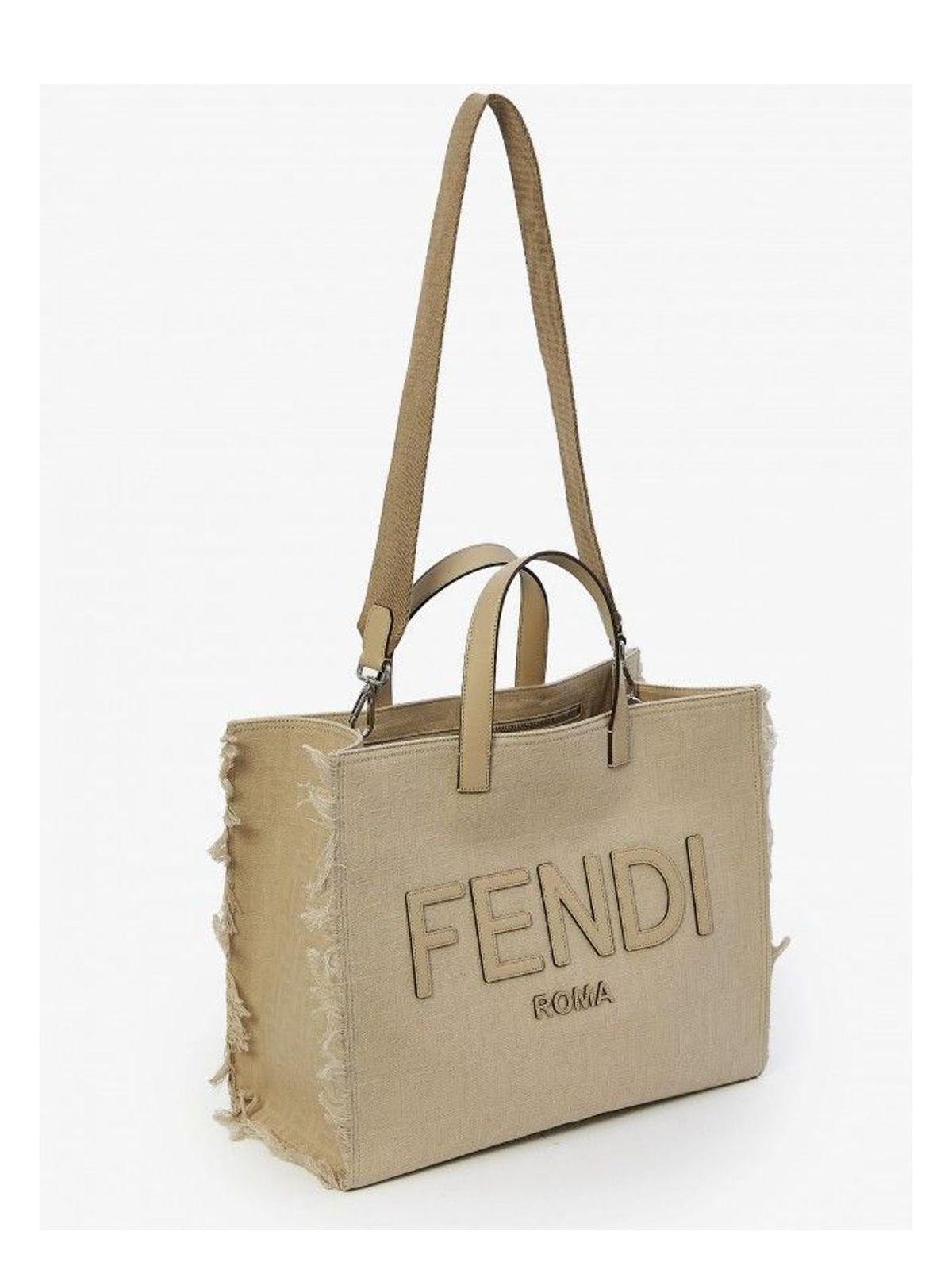 トートバッグ FENDI EMBROIDERED JACQUARD LARGE ROLL SHOPPING BAG Fendi Embroidered Jacquard Shopping Bag in Natural | Lyst