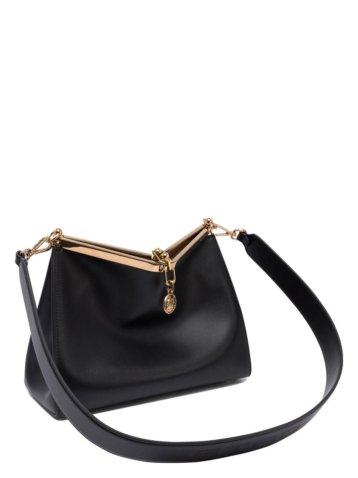 Etro Medium Black Leather Sail Shoulder Bag