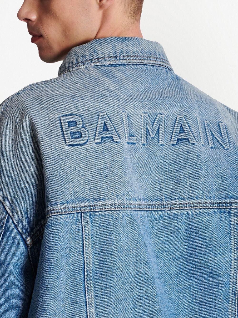Balmain Monogram Denim Jacket in Blue for Men