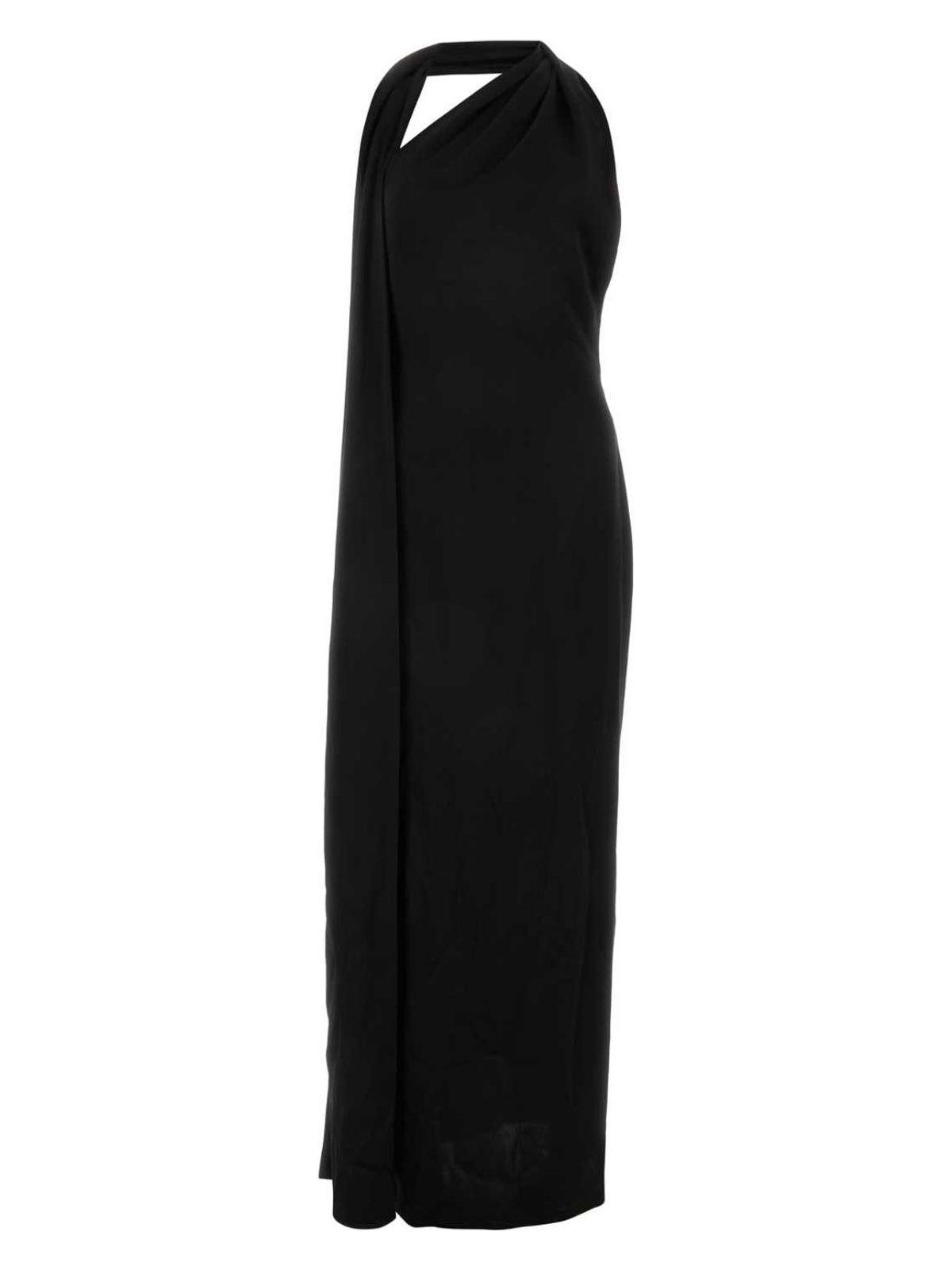 【関税&送料込】Loewe Black Satin Long Dress Loewe Satin Long Dress in Black | Lyst