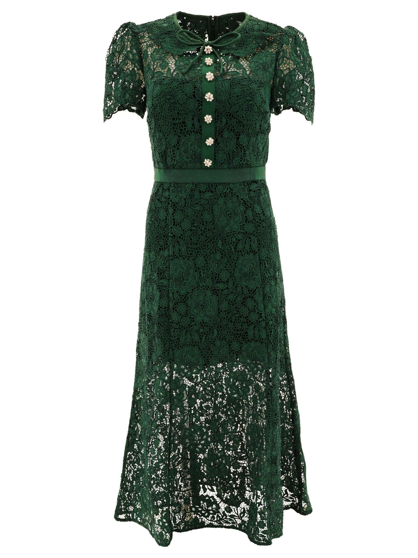 SelfPortrait "cord Lace" Dress in Green Lyst