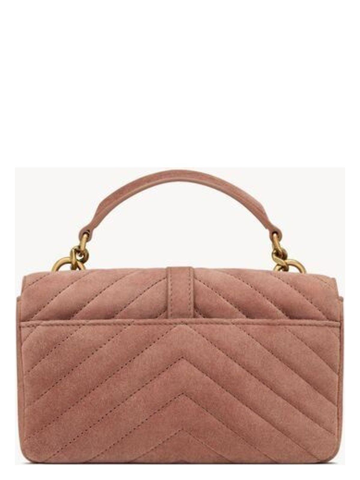 Saint Laurent Ysl C.Wall Mono Suede Satin Ca in Natural | Lyst