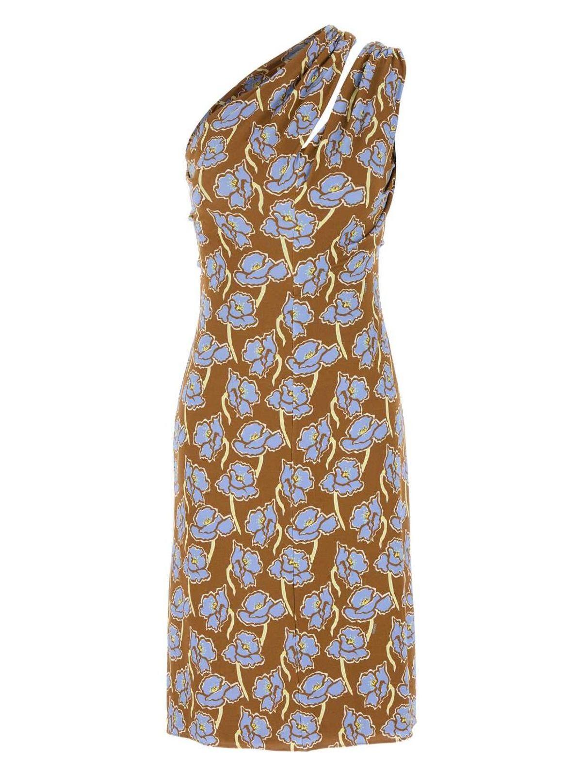 ワンピース VERSACE Printed Stretch Crepe One-Shoulder Dress Versace Printed Stretch Crepe One-Shoulder Dress | Lyst