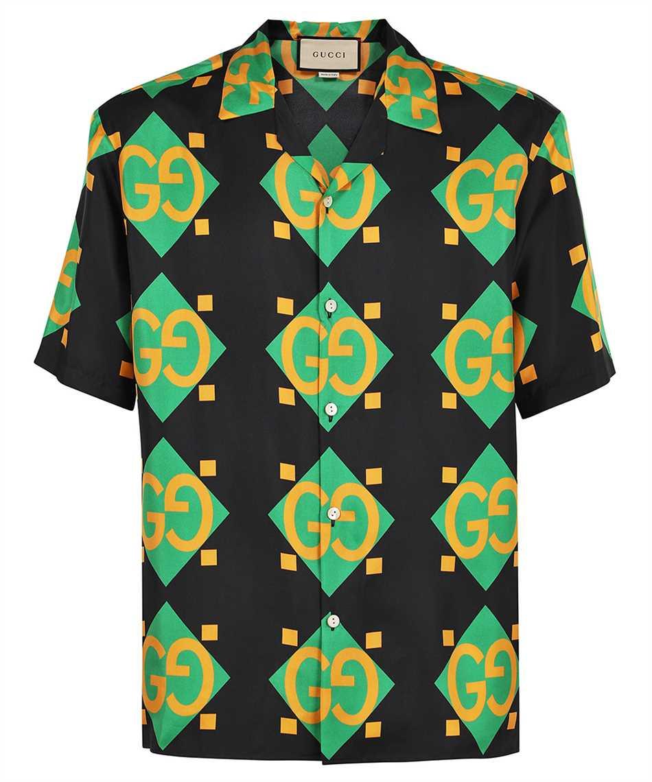 Gucci Men's Horsebit-print Silk-Twill Shirt