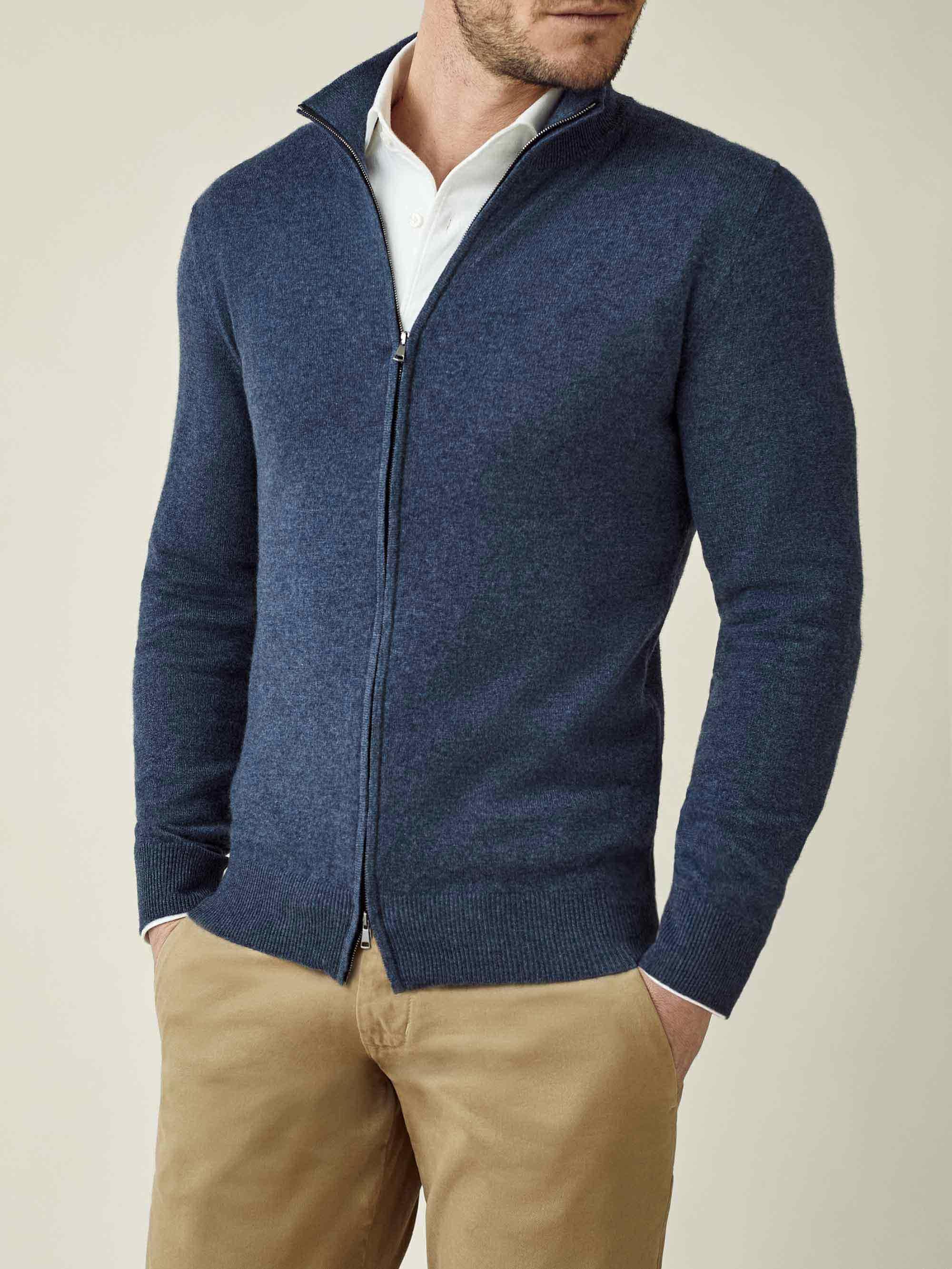 men's cashmere zip cardigan