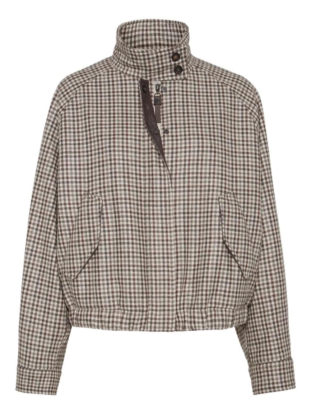 ブルゾン BRUNELLO CUCINELLI 'Shiny Zipper Pull' check jacket Brunello cucinelli 'shiny zipper pull' check jacket