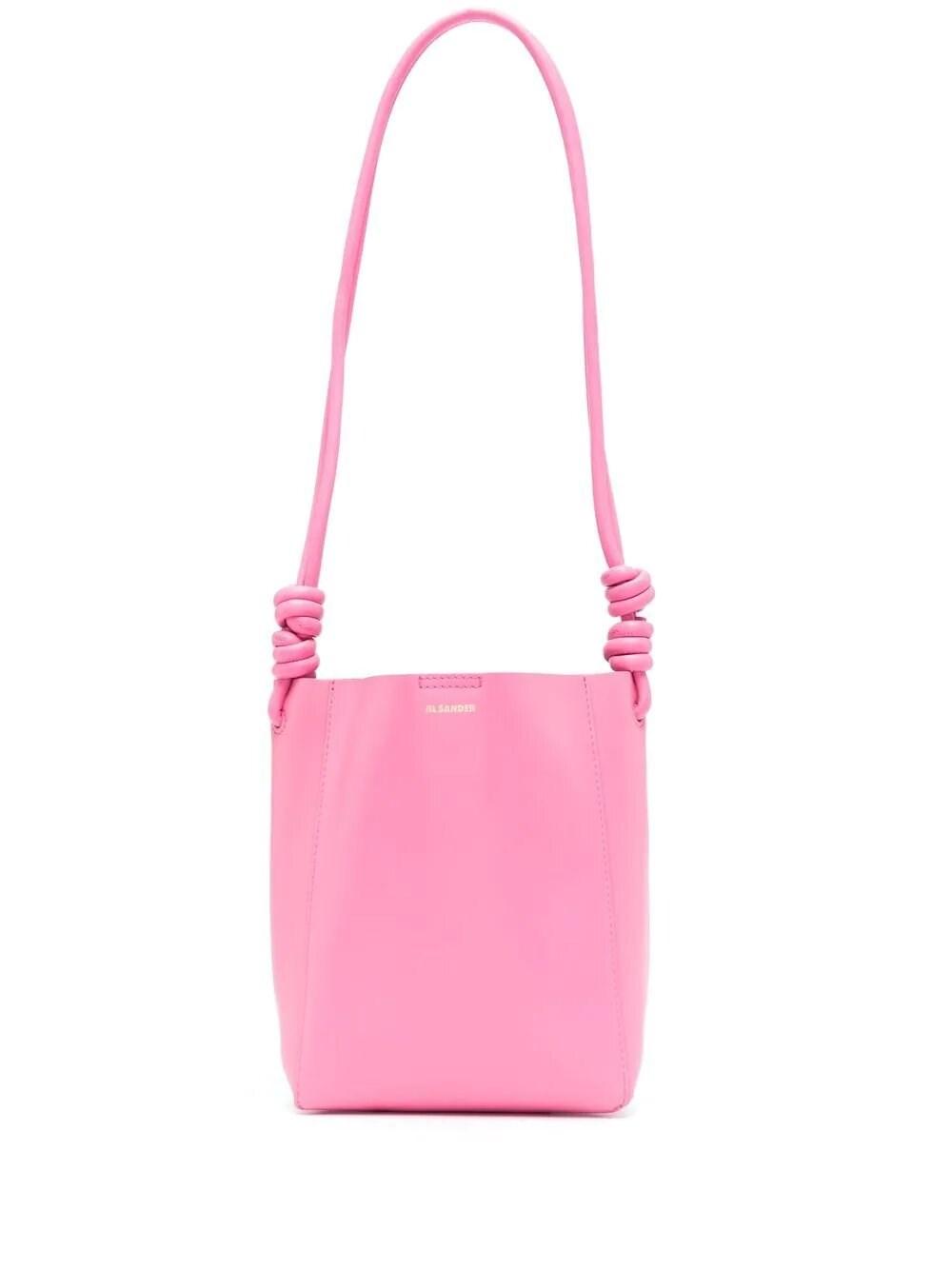 Jil Sander Logo-print Leather Shoulder Bag in Pink | Lyst