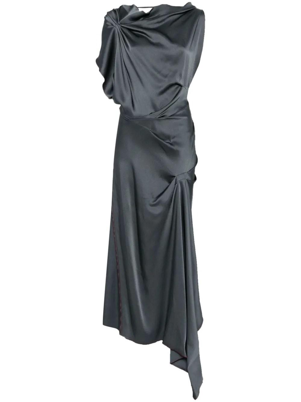 victoria beckham asymmetric draped midi dress Drape Midi Dress In Moss – Victoria Beckham UK main image 0