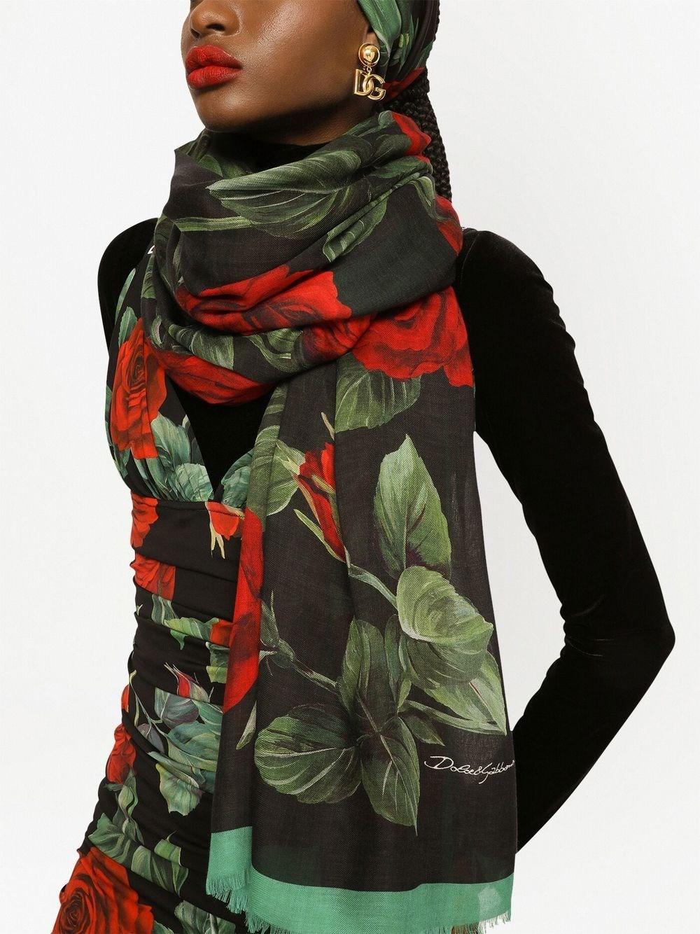 Black - Save 10% Womens Accessories Scarves and mufflers Dolce & Gabbana Modal And Cashmere Scarf With Floral Print in Nero. 