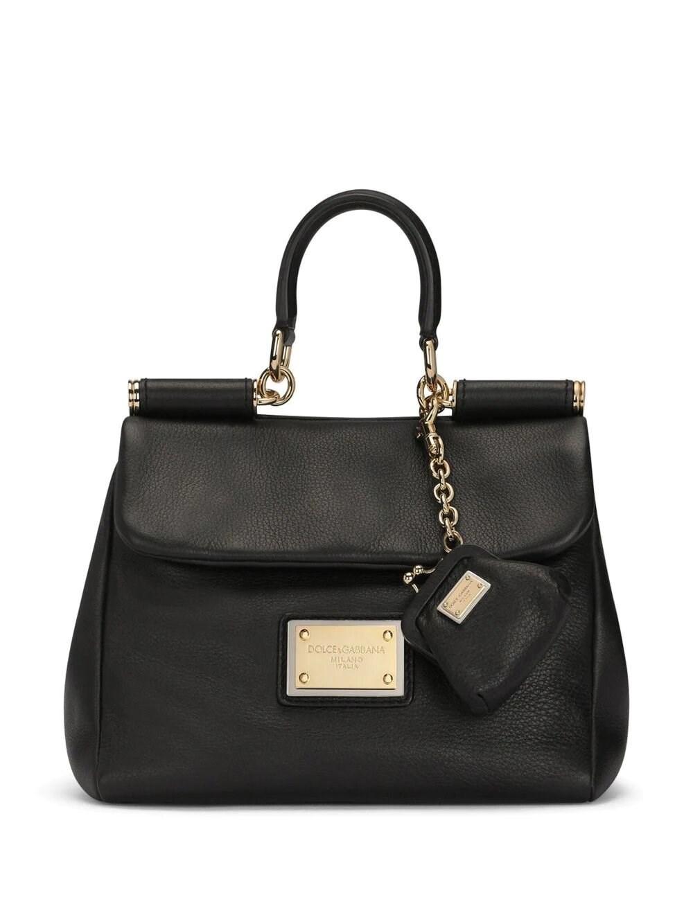 Dolce & Gabbana Small Calfskin Sicily Soft Bag in Black | Lyst