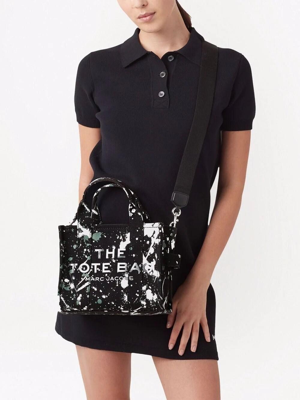 Marc Jacobs Mini Black Multi Splatter Paint Print Nylon Crossbody Tote  Handbag