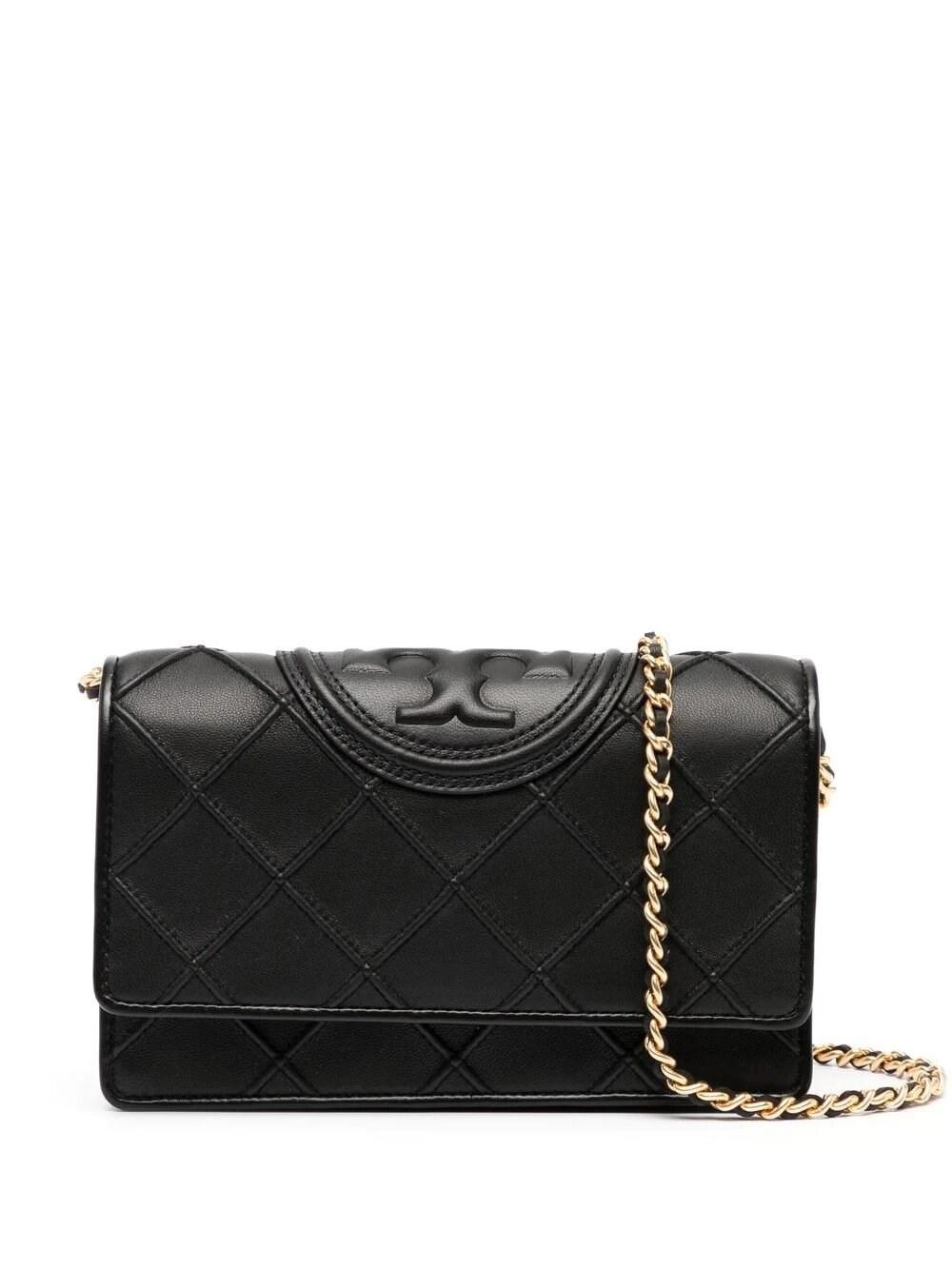 Tory Burch Fleming Soft Chain Wallet in Black | Lyst