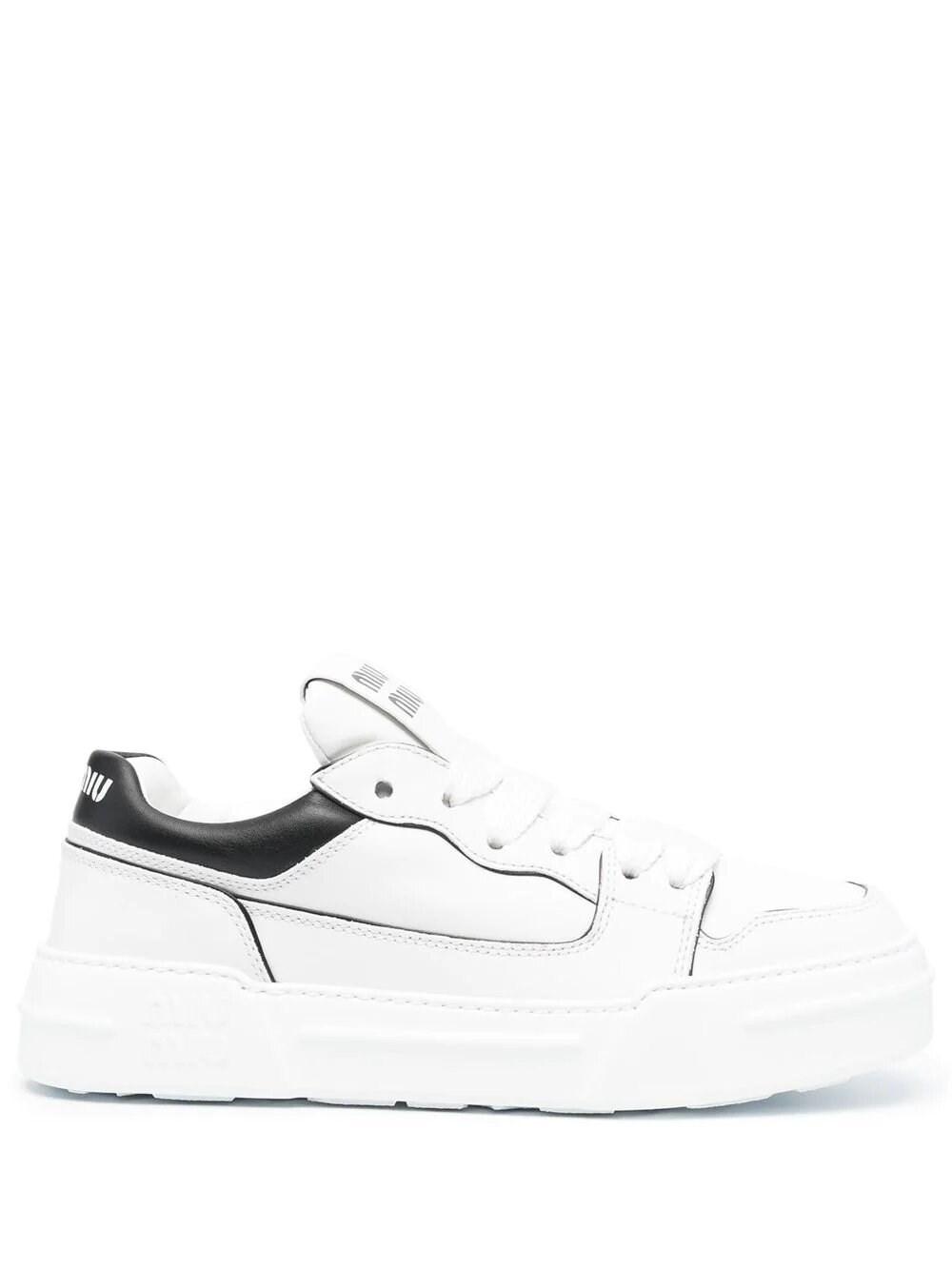 Miu Miu Panelled Flatform Sneakers in White | Lyst
