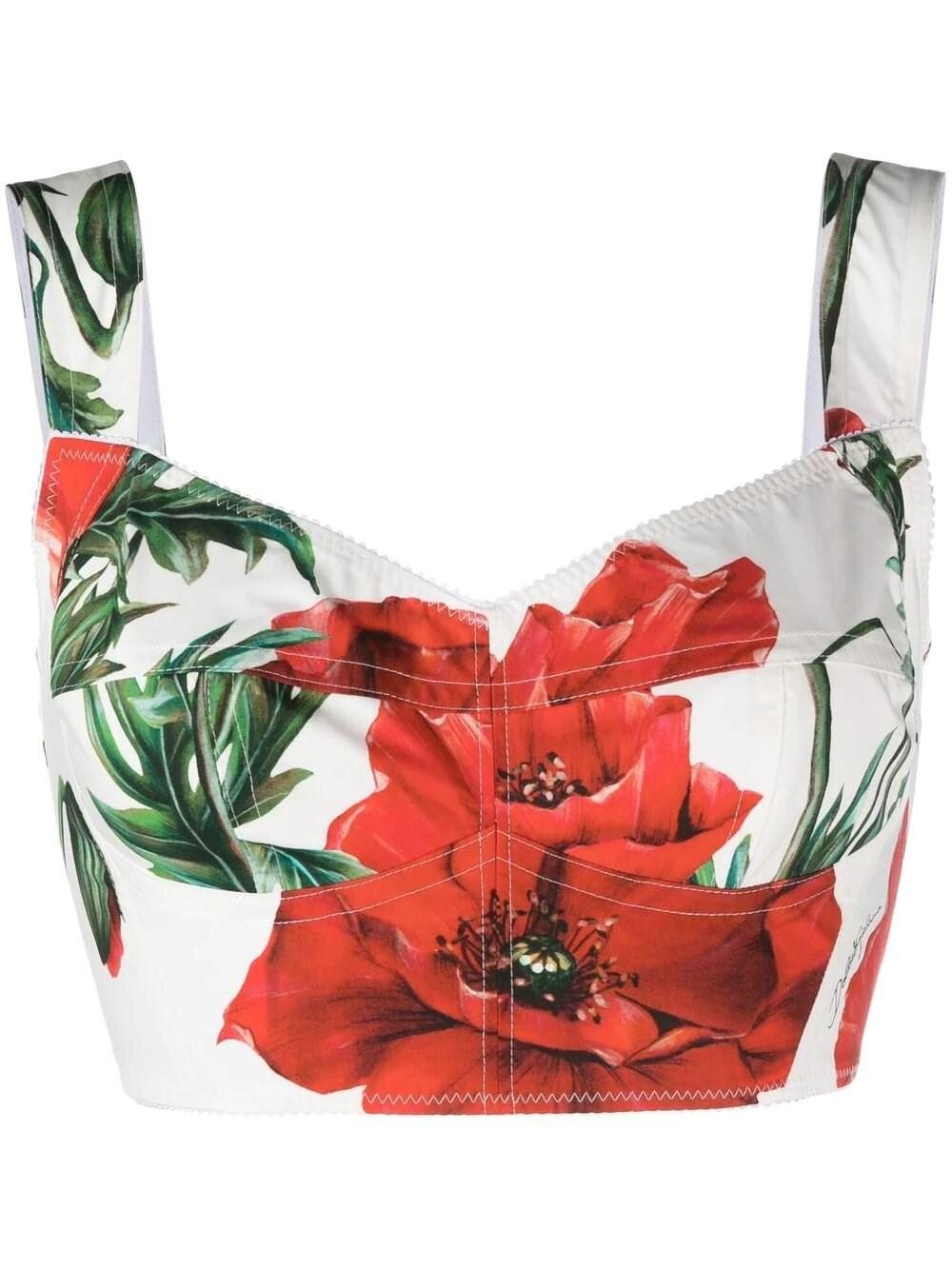 Dolce & Gabbana Floralprint Corset Top in Red Lyst