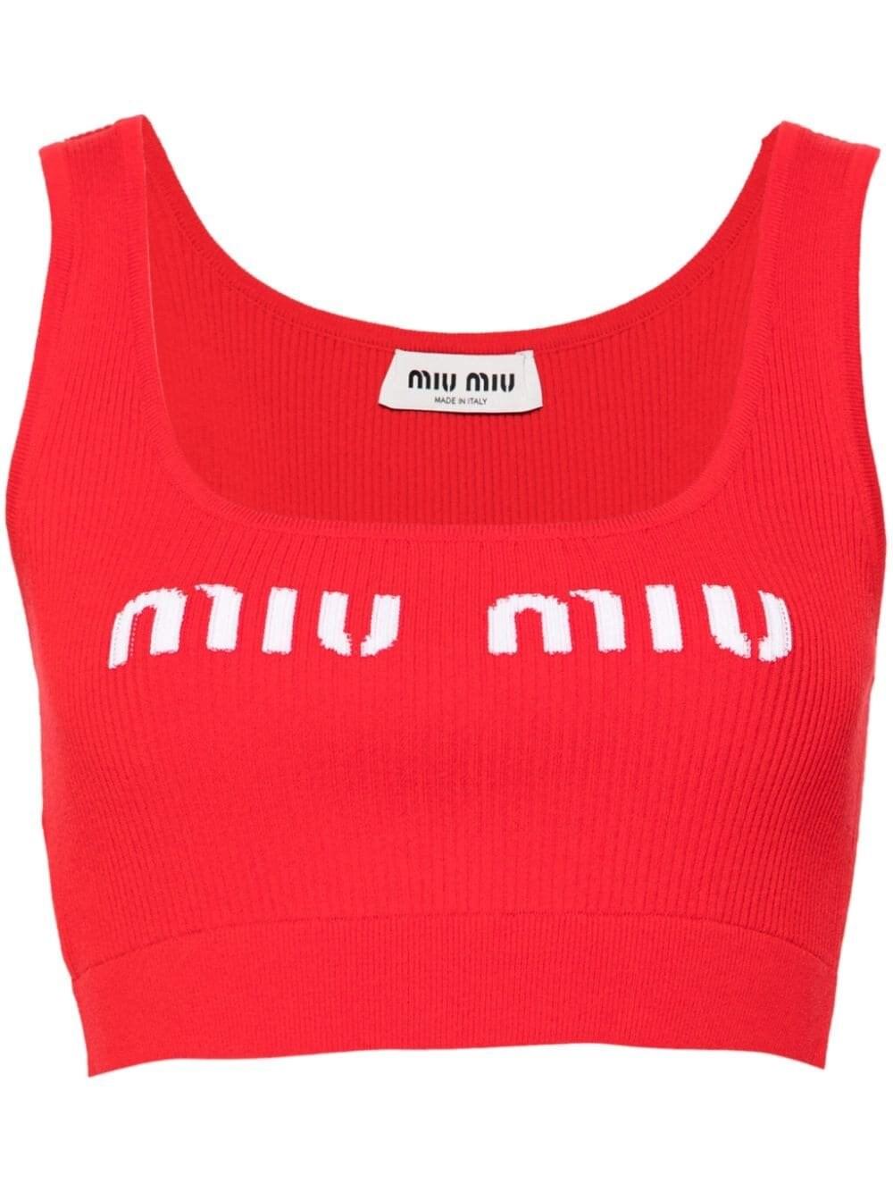 Miu Miu Crop Top in Red | Lyst