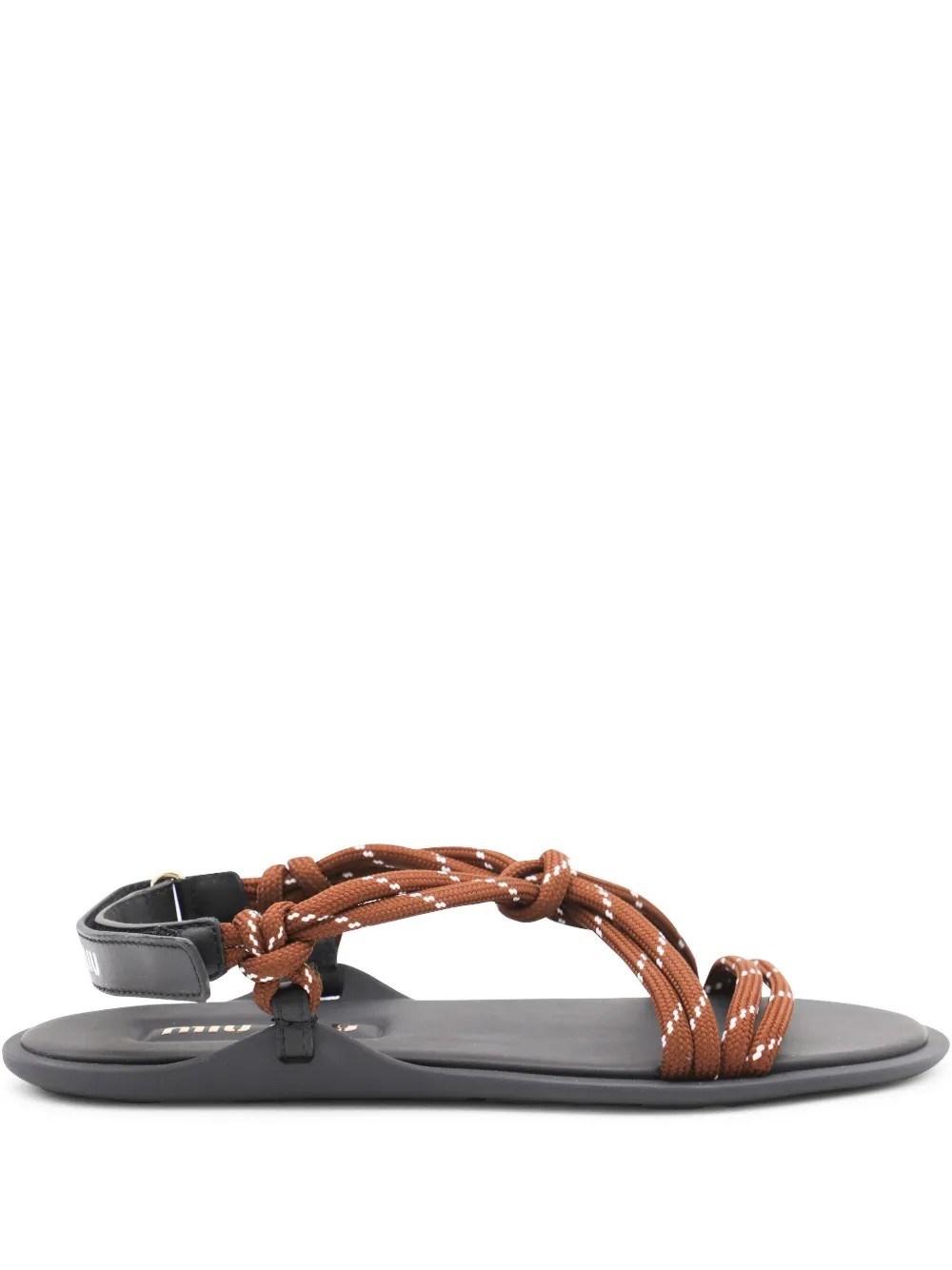 Miu Miu Cord Riviere Sandals in Black | Lyst