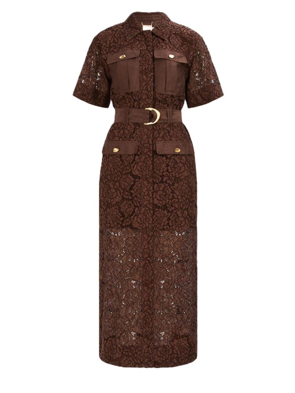 Aje. Mystic Lace Shirt Dress in Brown | Lyst