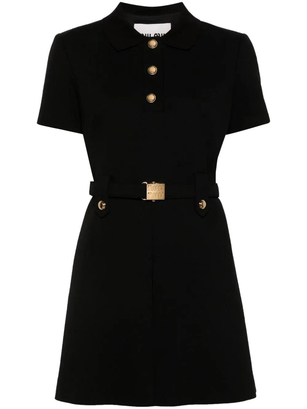 Miu Miu Logo-Belt Mini Dress in Black | Lyst