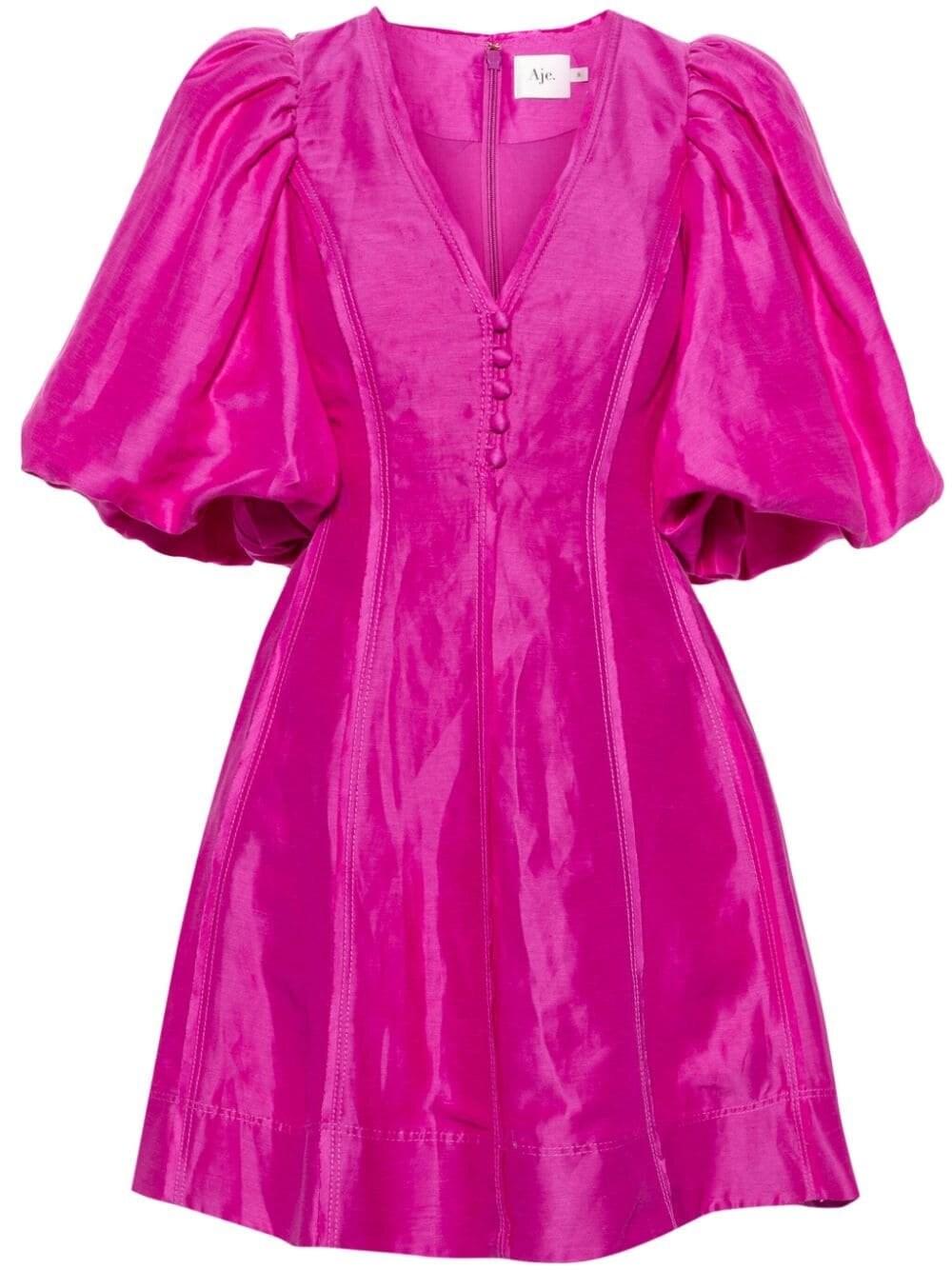 strapless open back dress Baret Sleeved Mini Dress | Hot Pink