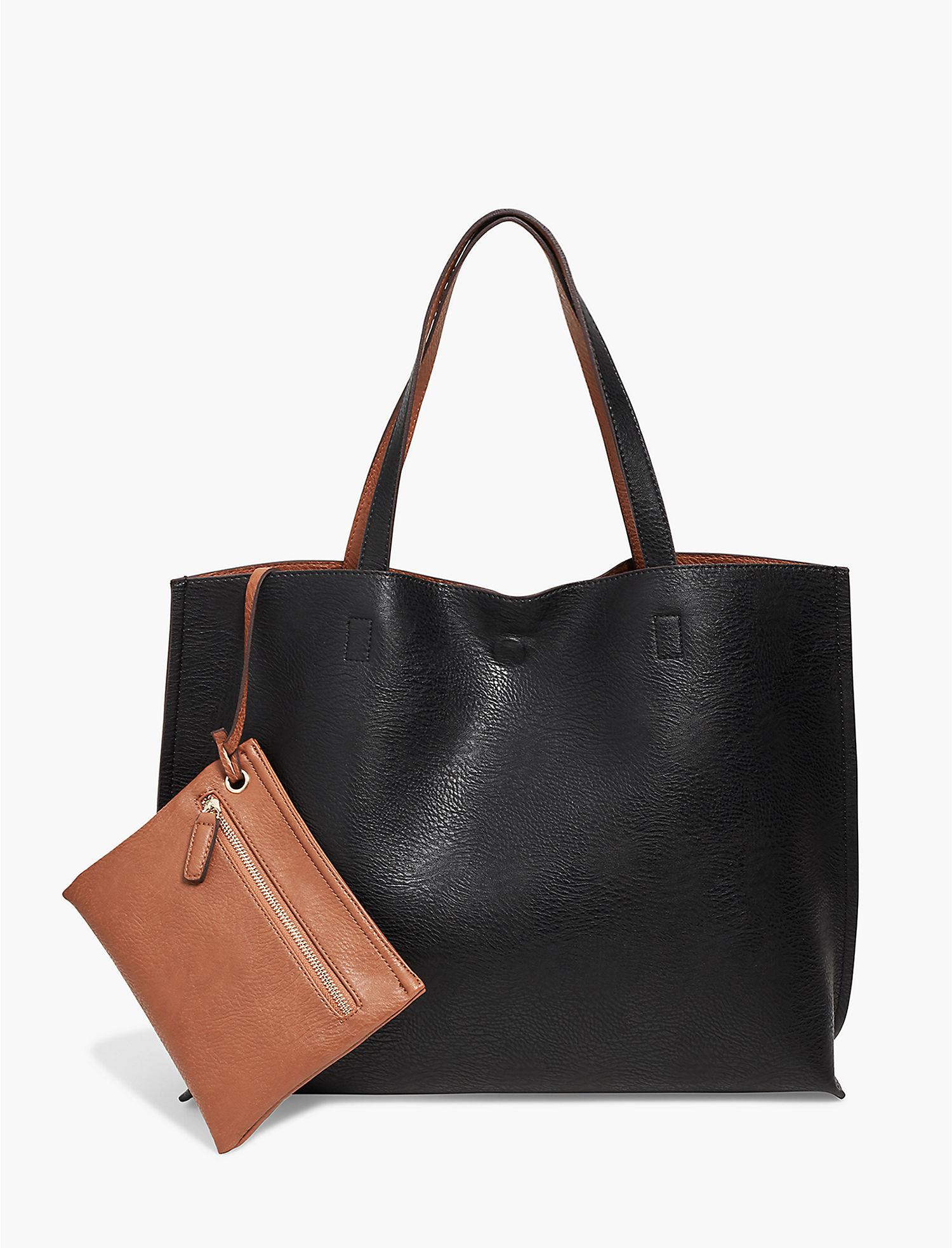 Lyst Lucky Brand Reversible Vegan Leather Tote In Black