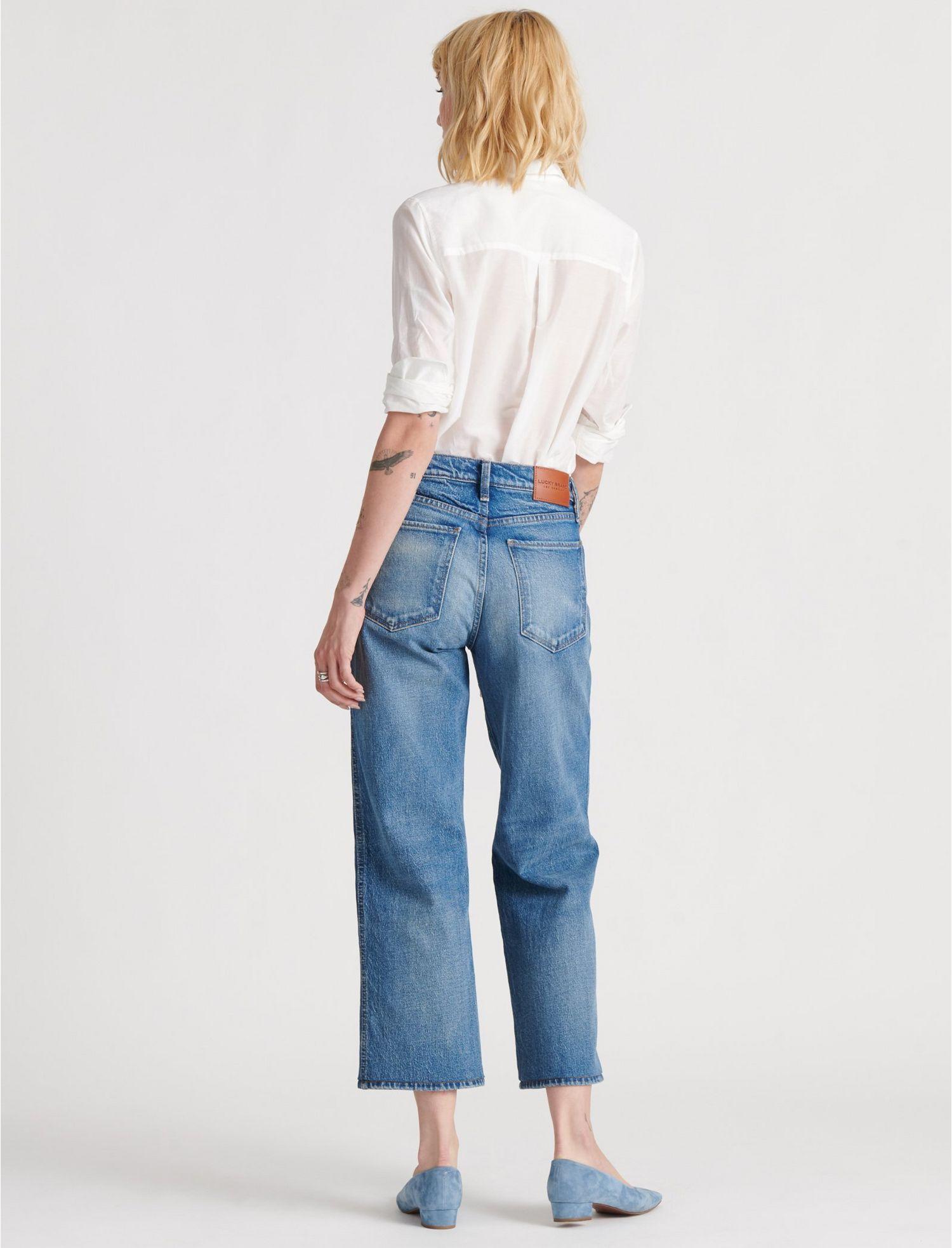 Lucky Brand Denim Mid Rise Crop Wide Leg Jean in Blue - Lyst