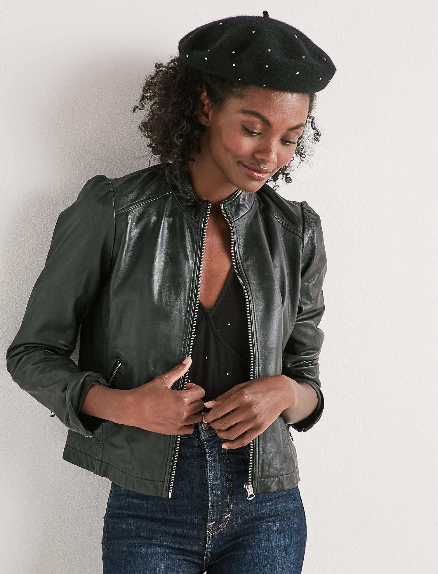 Lucky brand puff sleeve leather jacket hotsell