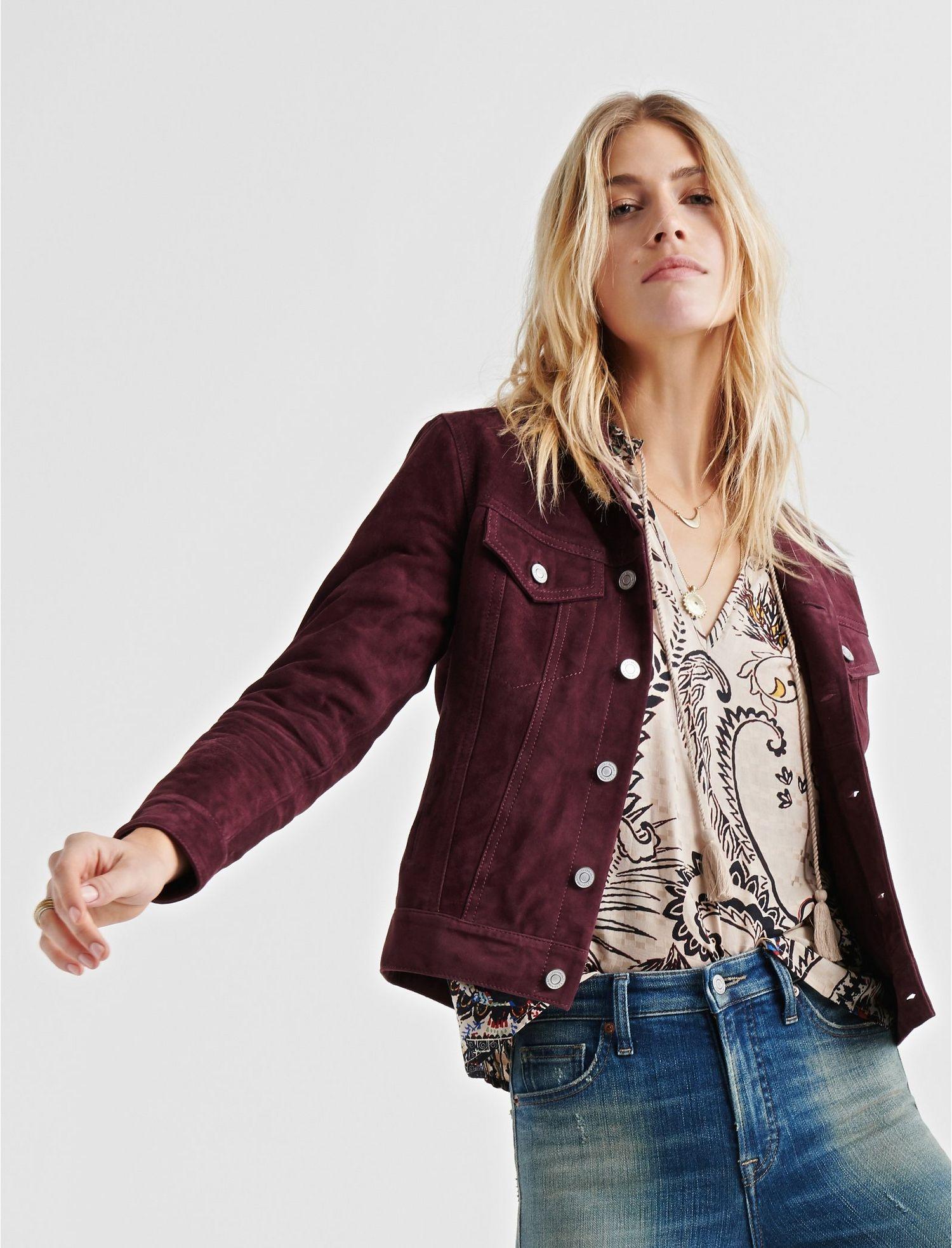 lucky brand suede trucker jacket