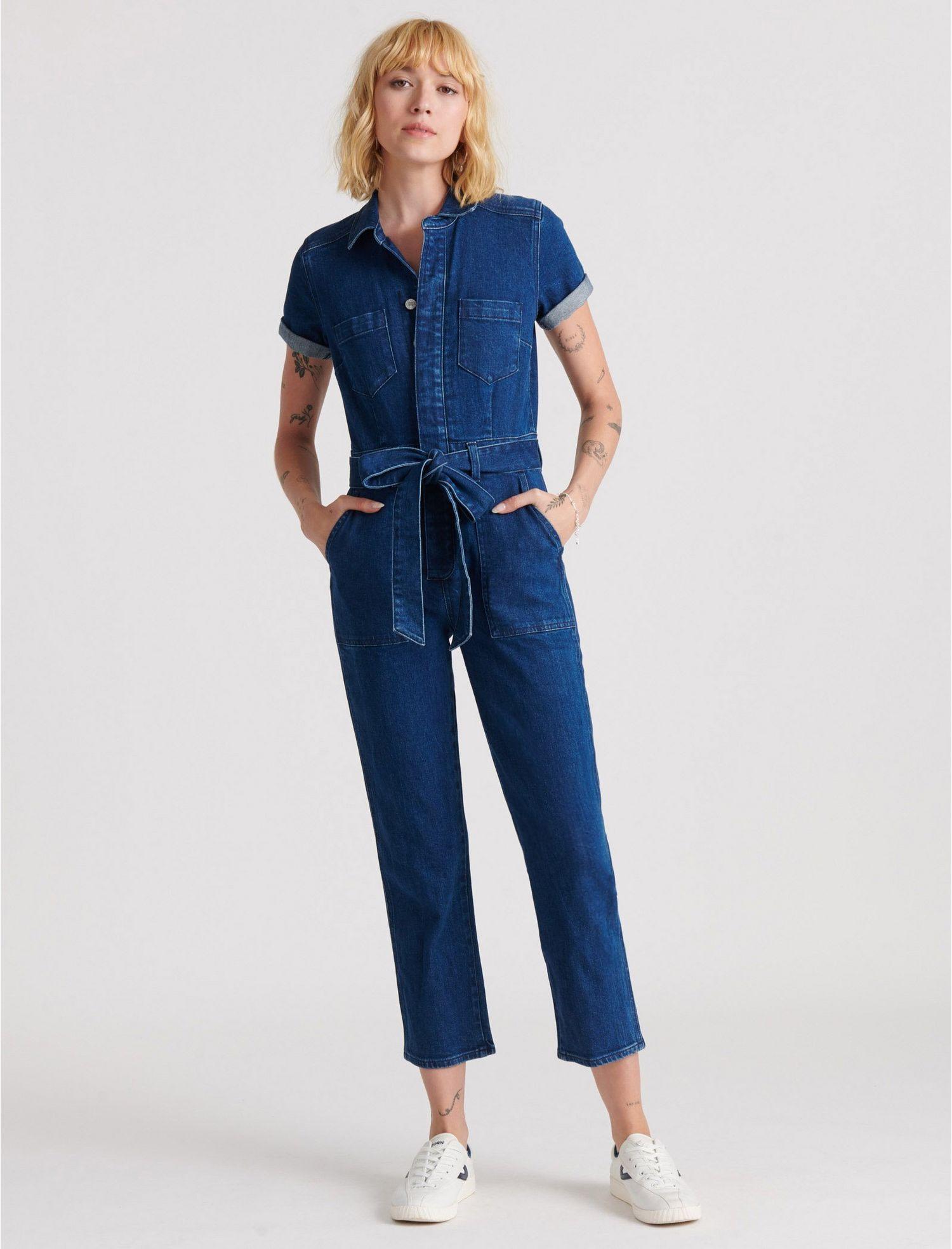 Lucky Brand Cotton S/s Jumpsuit in Blue Lyst