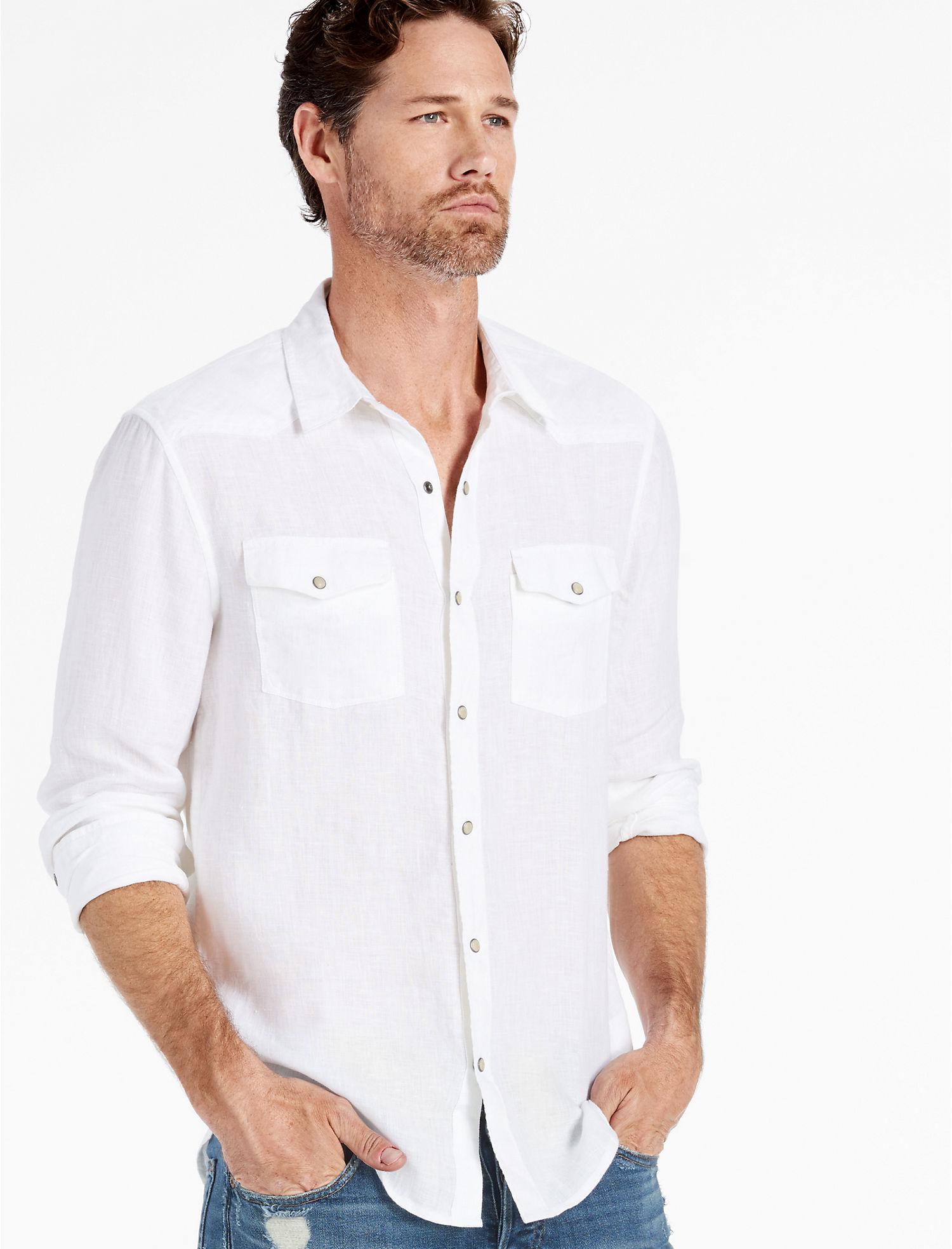 Lucky Brand Laguna Linen Western Shirt 