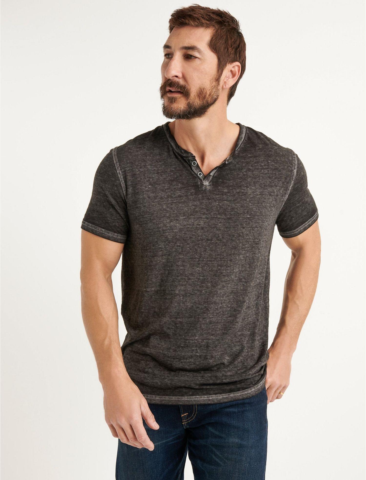 Lucky Brand Cotton Venice Burnout Notch Tee in Black for Men - Lyst