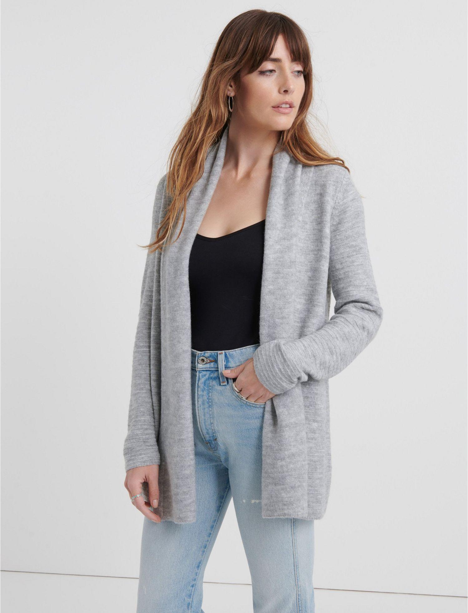 Lucky Brand Synthetic Lightweight Waterfall Cardigan Sweater in Gray - Lyst