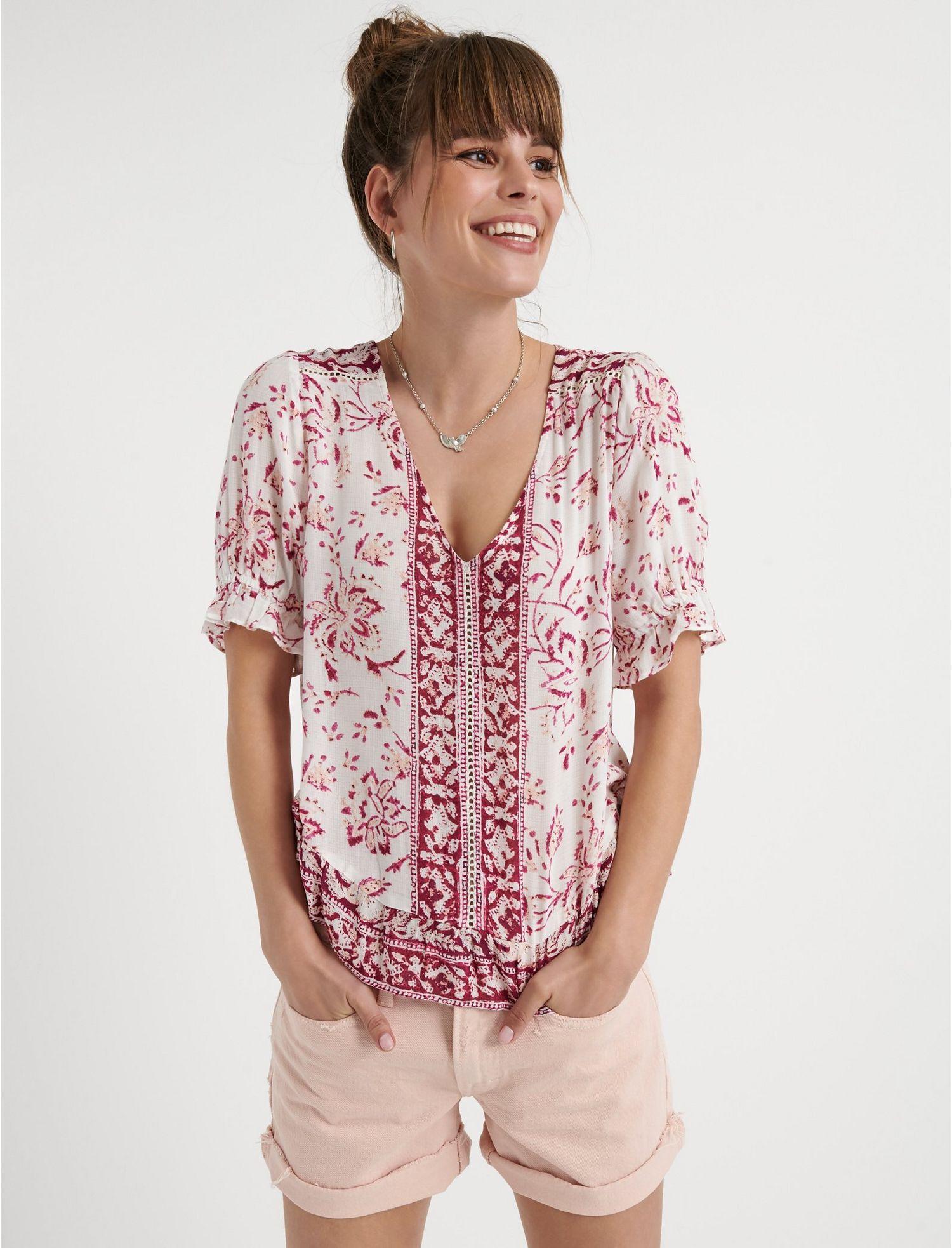 lucky brand border print top