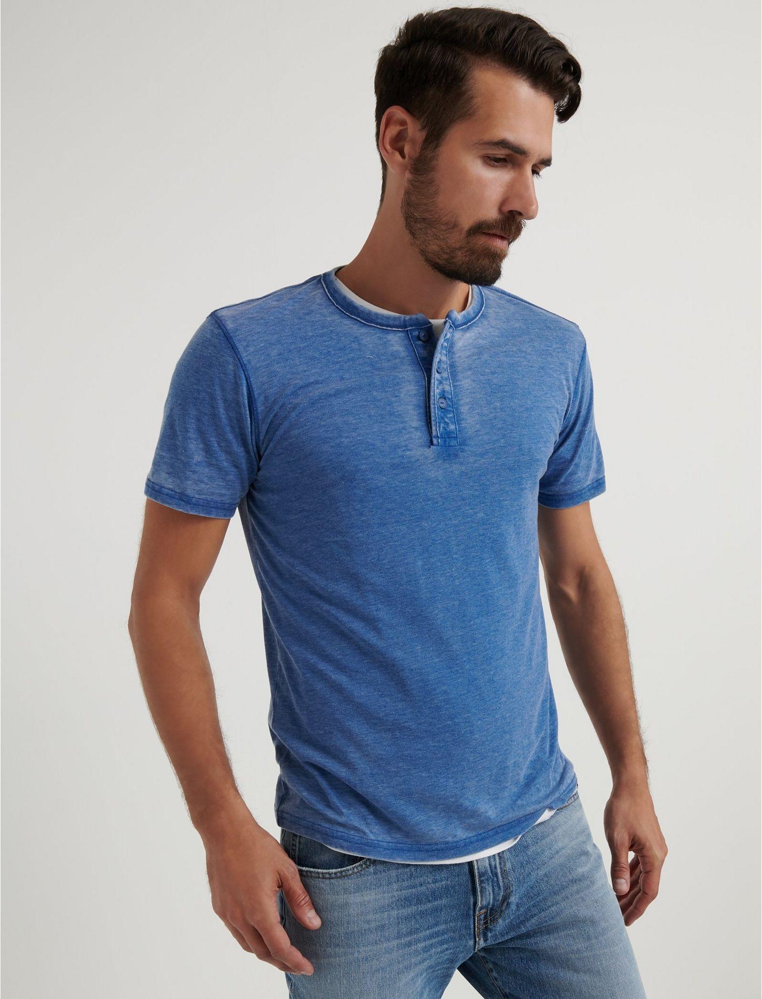 Lucky Brand Venice Burnout Henley Shirt in Blue for Men - Lyst