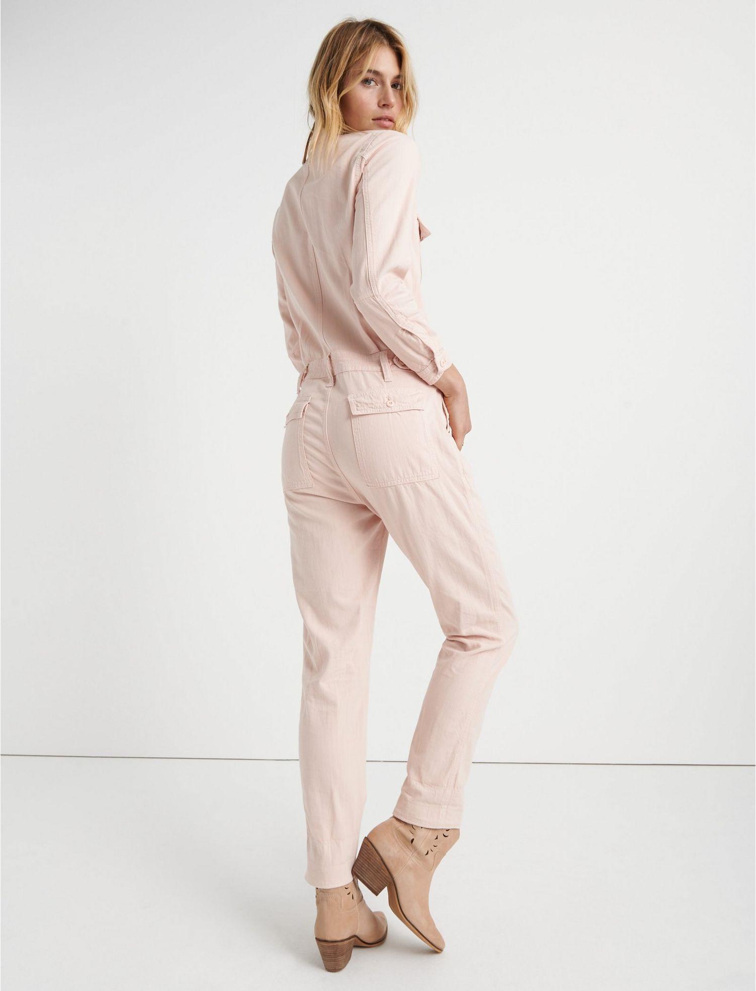 pale pink boiler suit