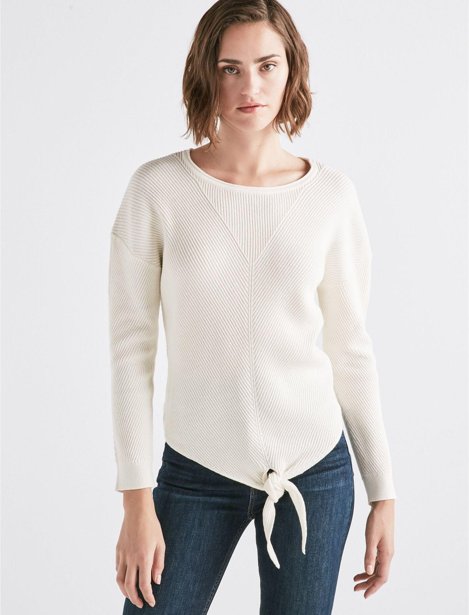 white tie front sweater