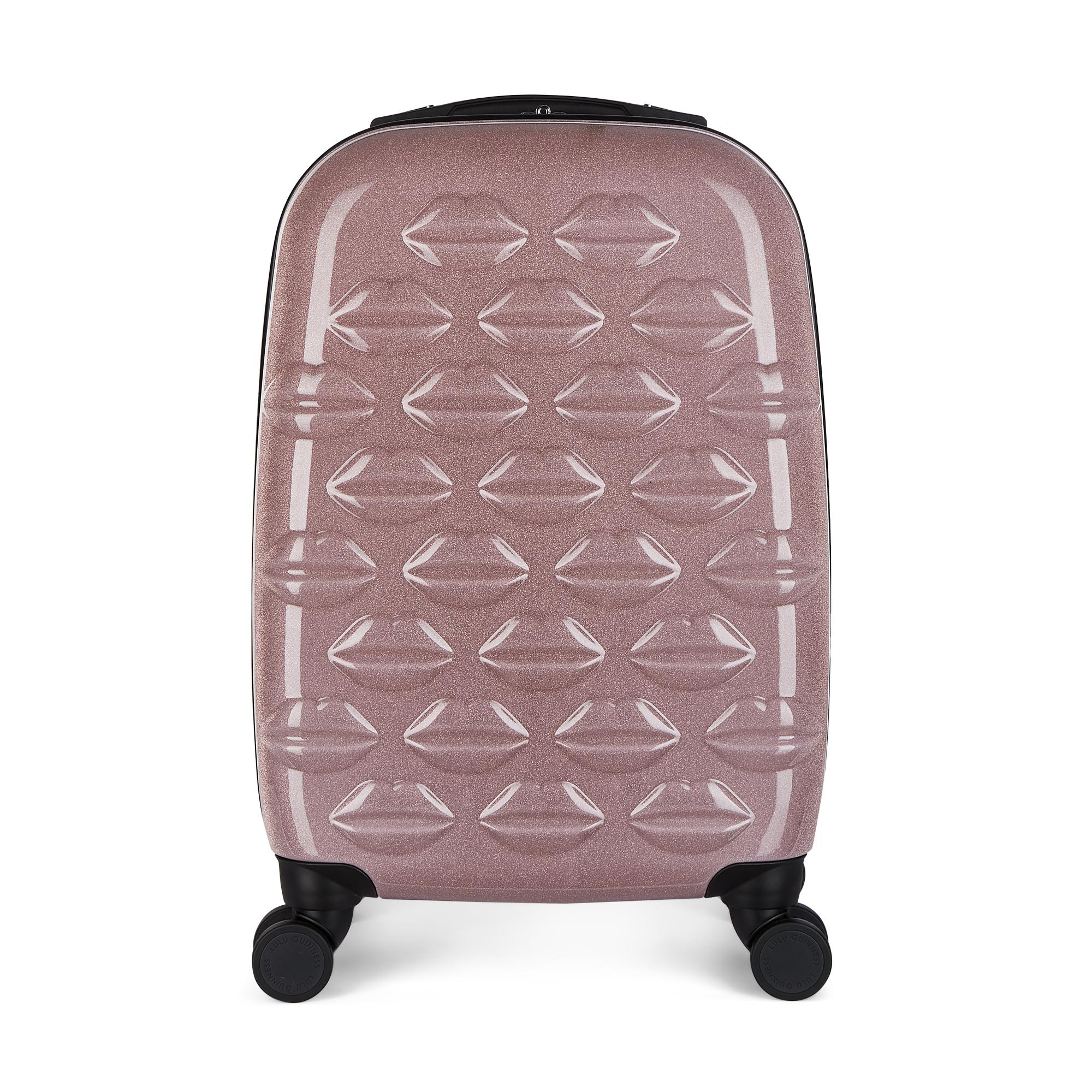 lulu guinness pink glitter suitcase