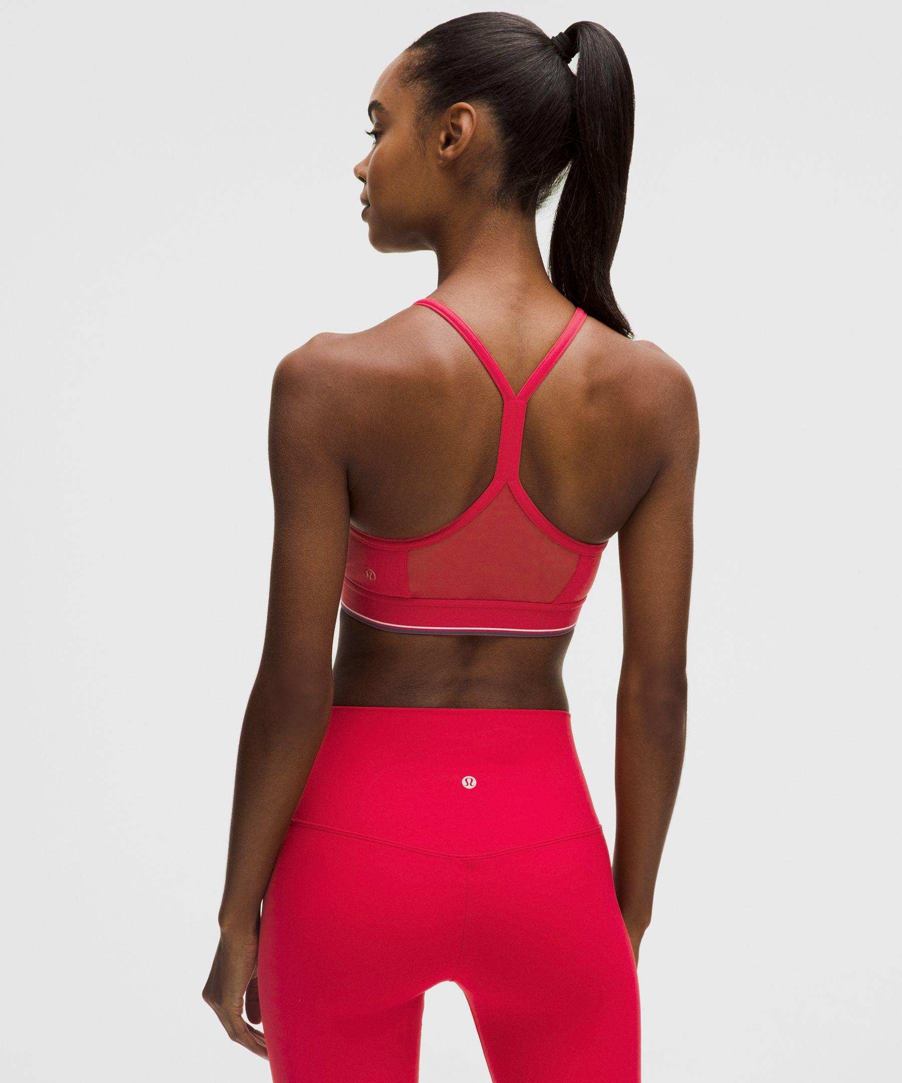 lululemon Flow Y Mid-Support Bra Logo in Red | Lyst