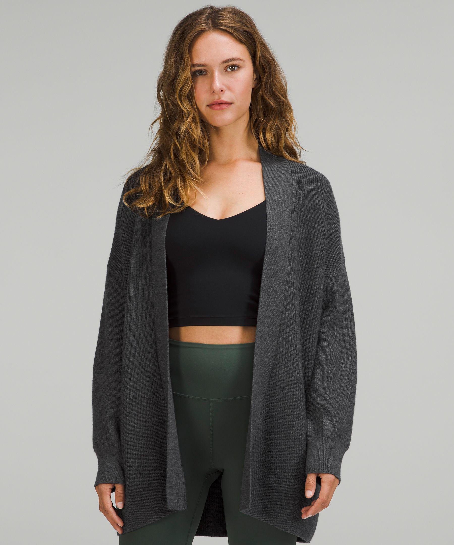 lululemon athletica Merino Ribbed Long Wrap Sweater - Wool-blend - Color  Black/grey - Size 2 in Gray