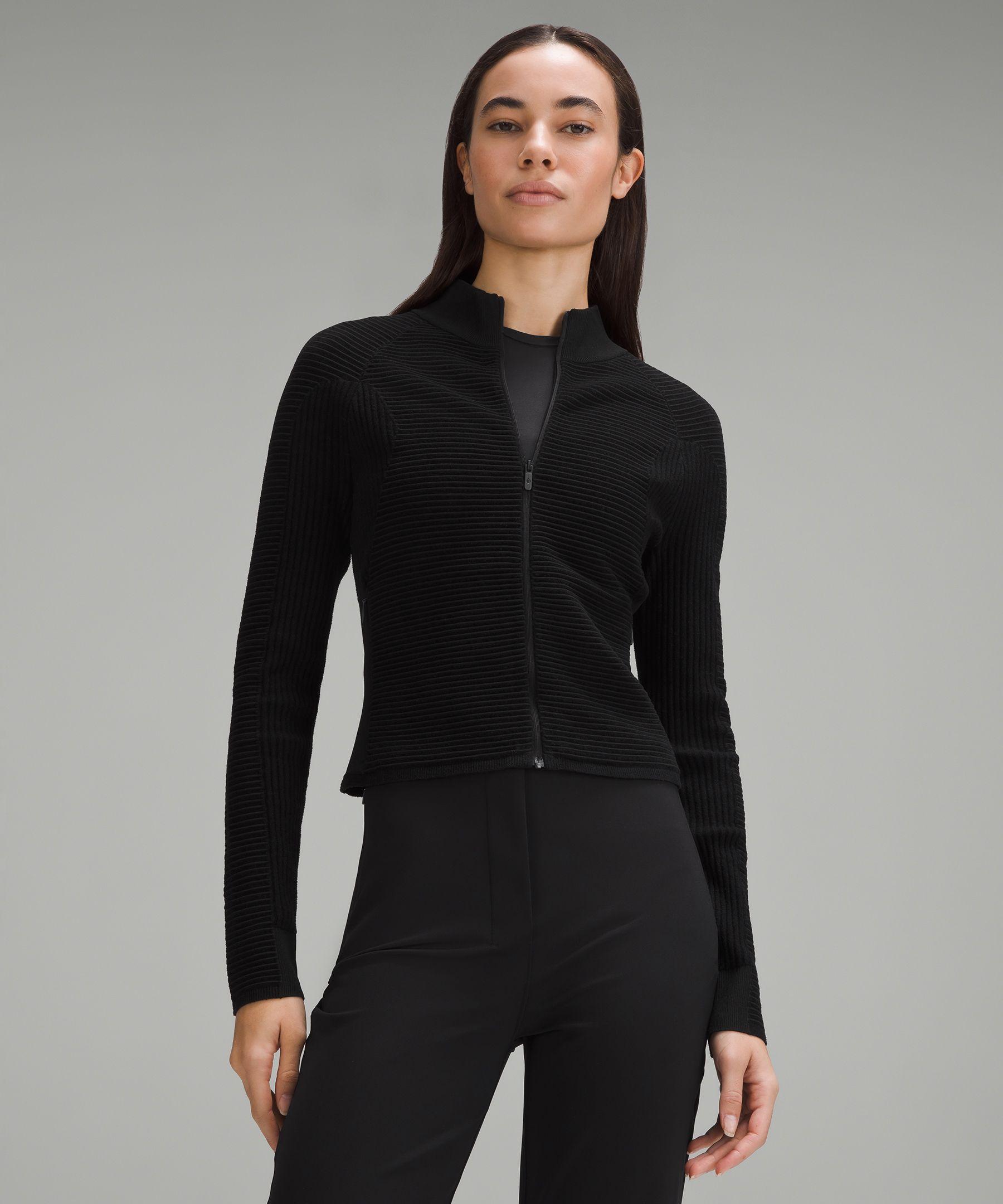 lululemon Mixed Rib-knit Zip Up Sweatshirt - Color Black