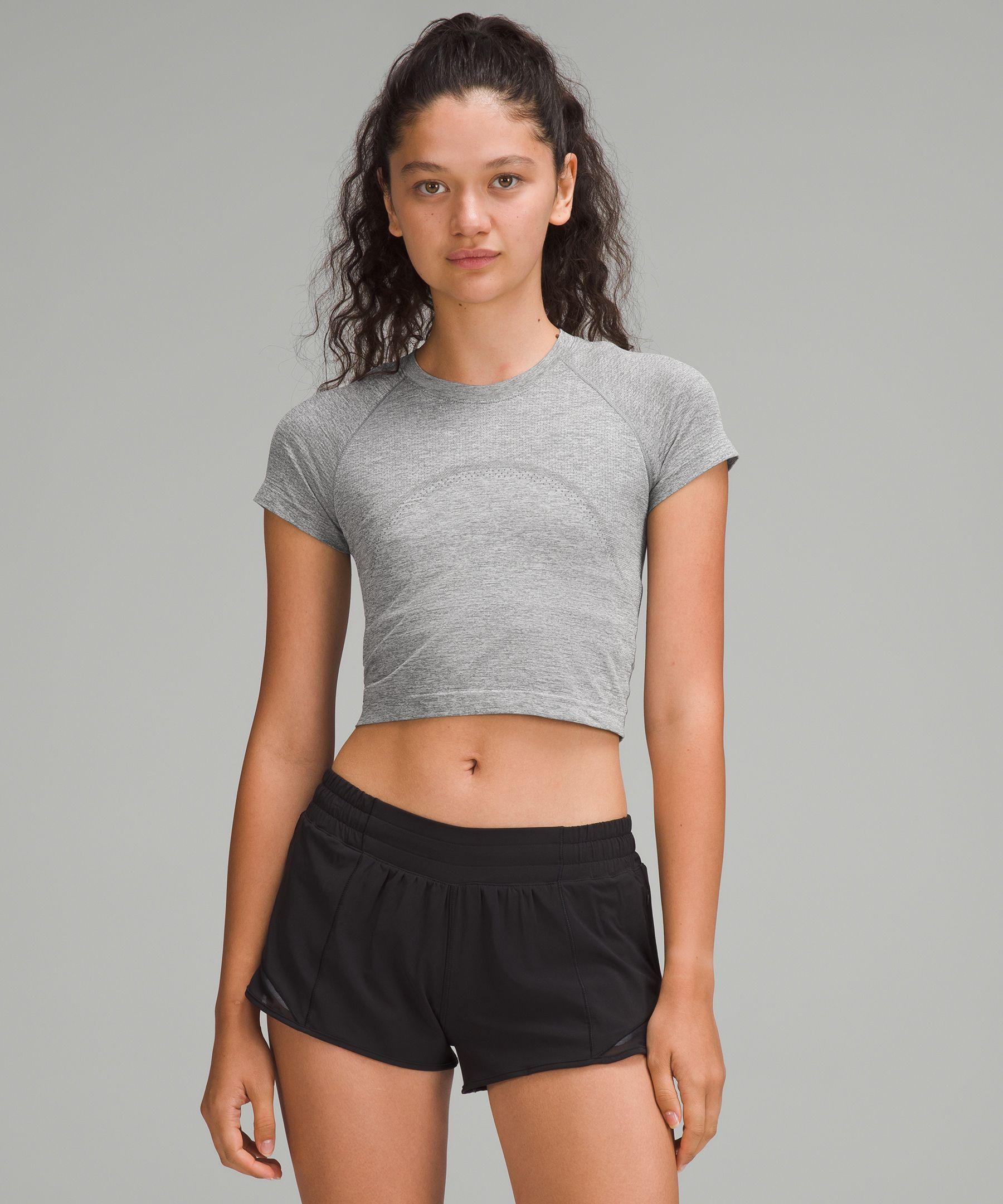 lululemon Swiftly Tech Cropped Short-Sleeve Shirt 2 in Gray | Lyst