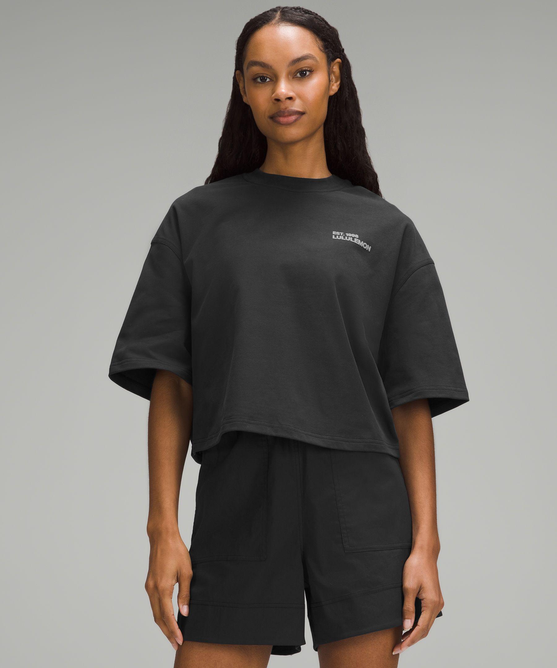 lululemon Brushed Heavyweight Cotton Cropped Crew T-shirt in Black